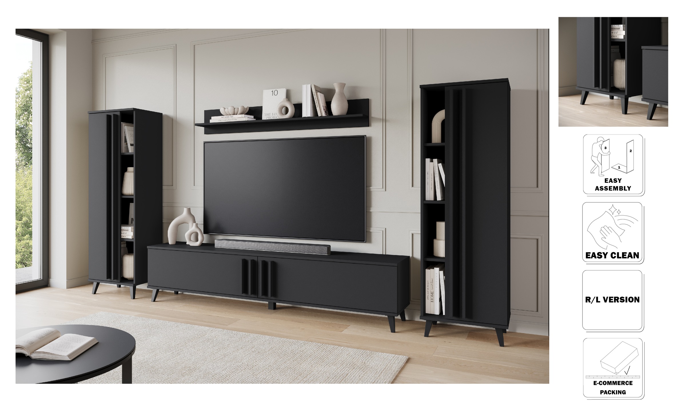 Thumbnail - Home affaire Wohnwand "Helsinki, Modernes Möbelset" Komplett-Set, 4 Stk. tlg.