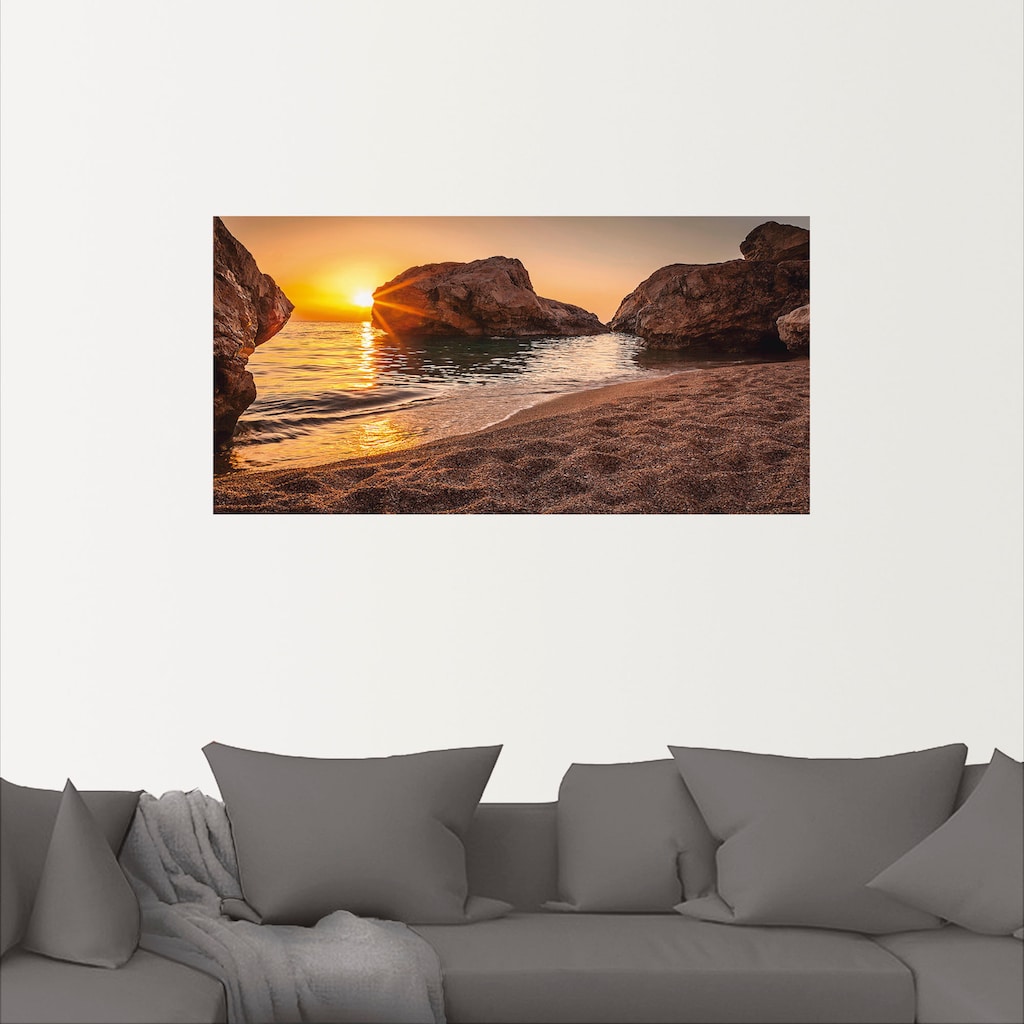 Artland Wandbild »Sonnenuntergang und Strand«, Strand, (1 St.), als Alubild, Outdoorbild, Leinwandbild, Poster, Wandaufkleber