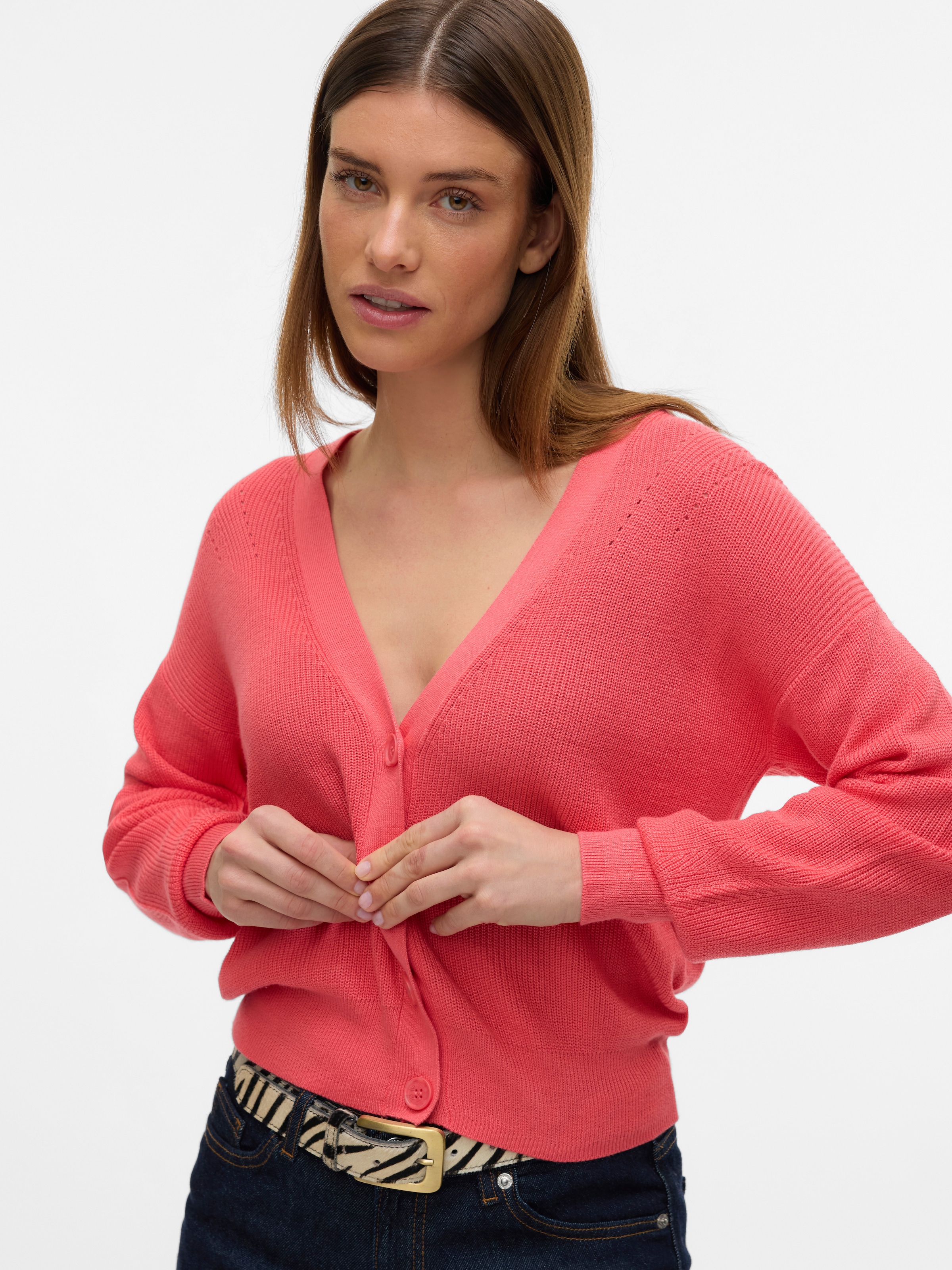 Vero Moda Strickjacke »VMNEWLEXSUN LS SHORT V-NECK CAR GA NOOS«