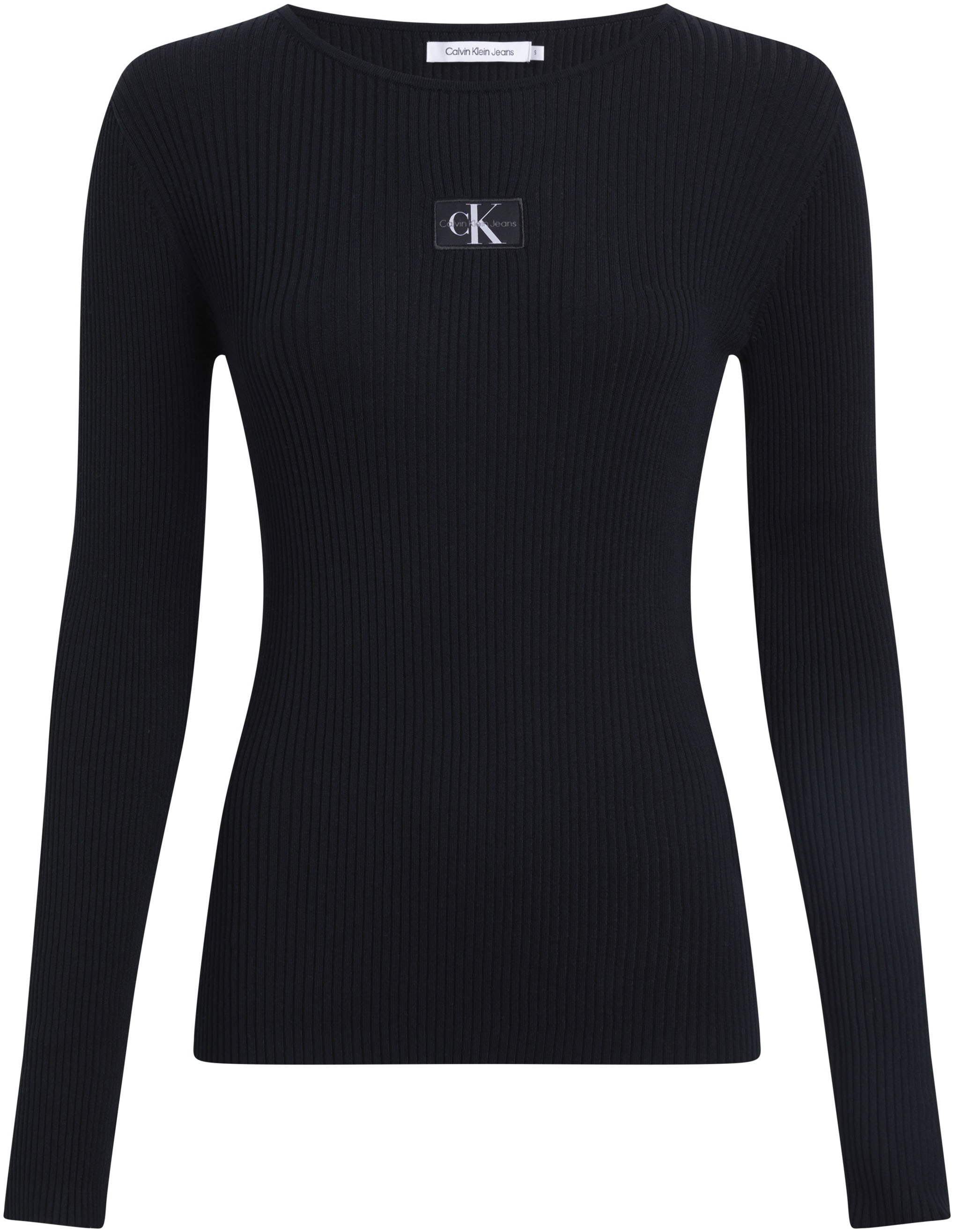 Calvin Klein Jeans Rundhalspullover »WOVEN LABEL TIGHT SWEATER«, mit Logopatch