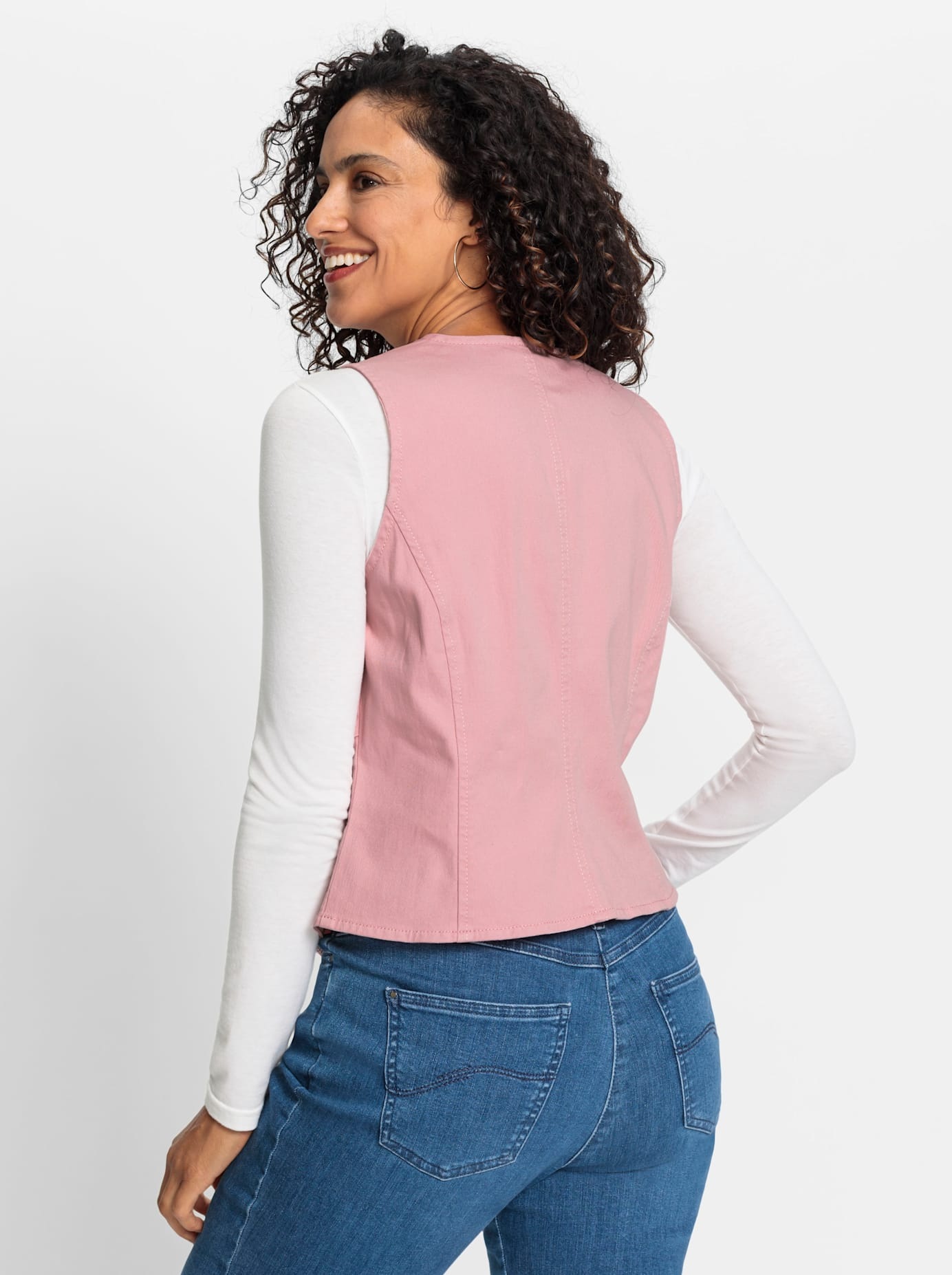 Jeansweste INSPIRATIONEN, Damen, Gr. 40, lila (hortensie), 98% Baumwolle, 2% Elasthan, unifarben, Westen 2
