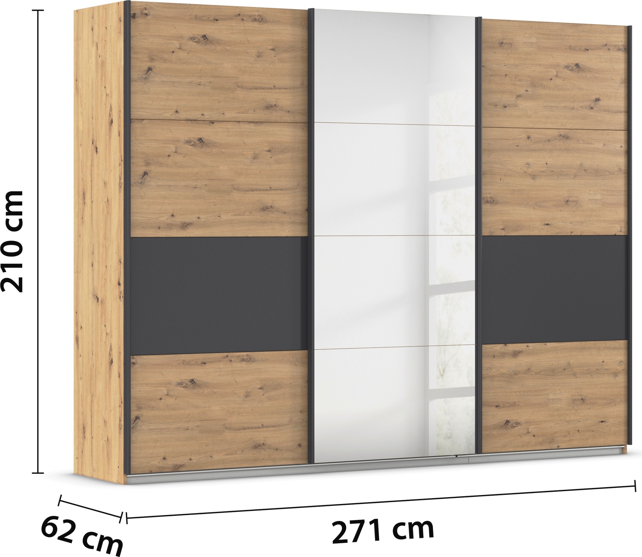 rauch Schwebetürenschrank »Schwebetürenschrank Kleiderschrank Schrank Garderobe CORTONA«, inkl. Inneneinteilung, 2 Stoffboxen und zusätzlichen Einlegeböden