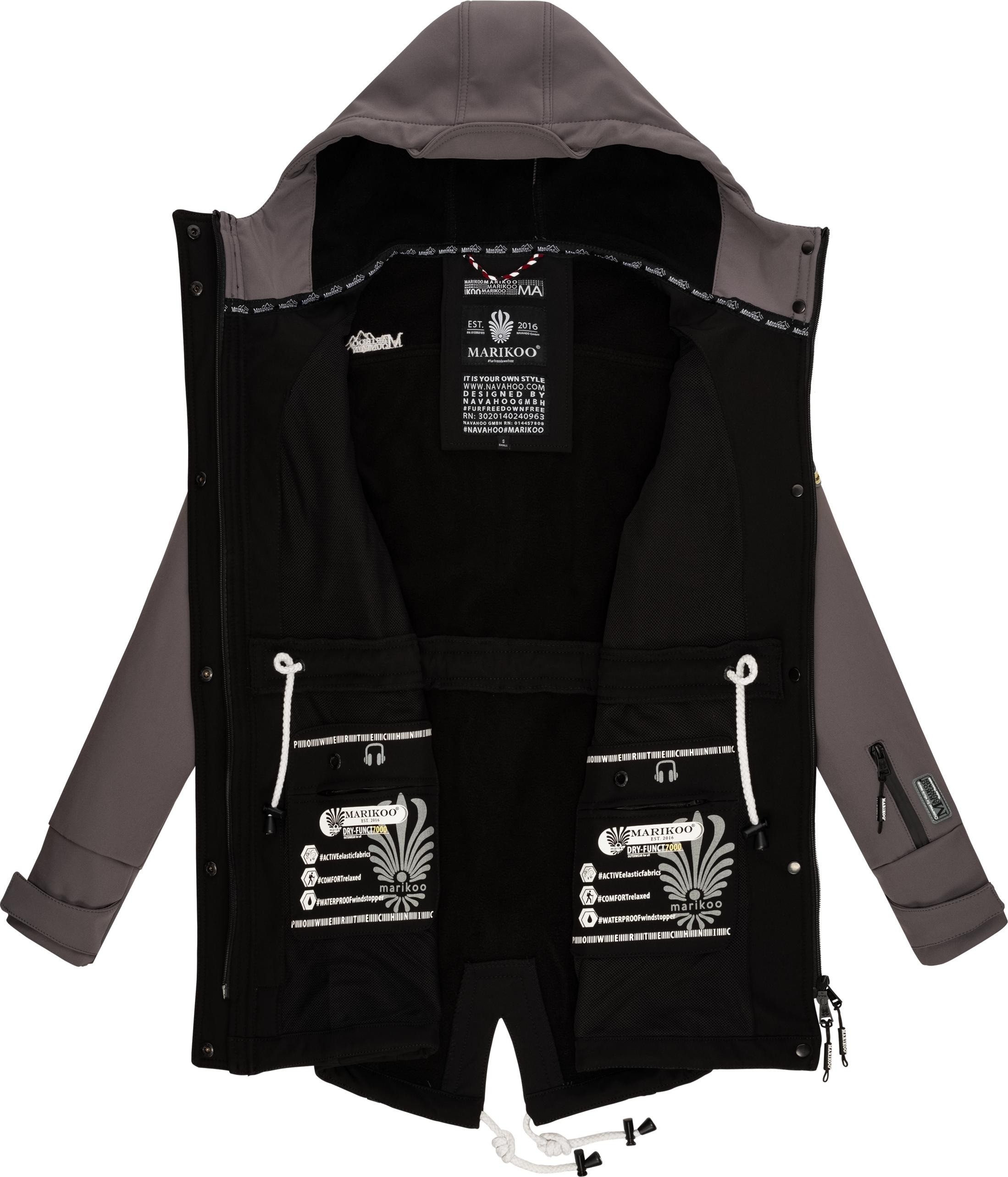 Marikoo Funktionsmantel »Zimtzicke«, Wasserdichter Softshell Parka mit Kapuze