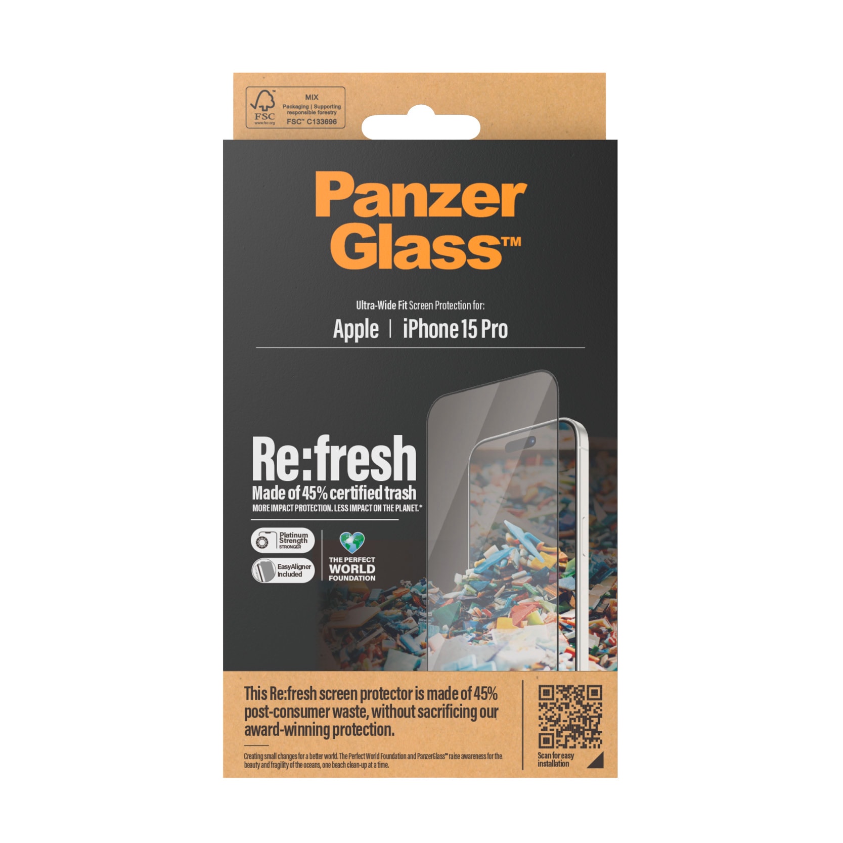 PanzerGlass Displayschutzglas »Screen Protector Glass«, für iPhone 15 Pro, Ultra Wide Fit