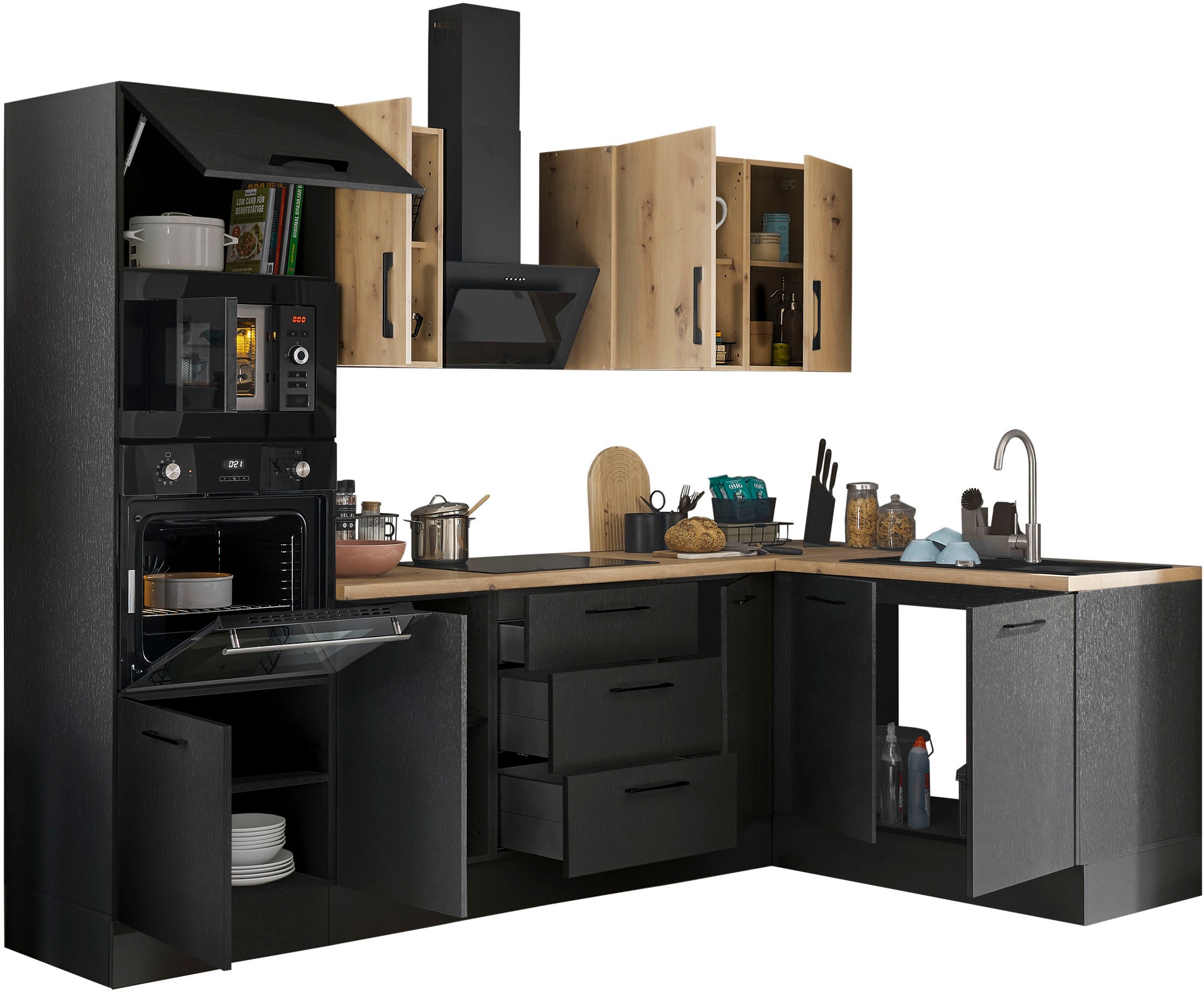 BASIC by Balculina Winkelküche »Turin«, Stellbreite 270x175 cm, wahlweise mit E-Geräten