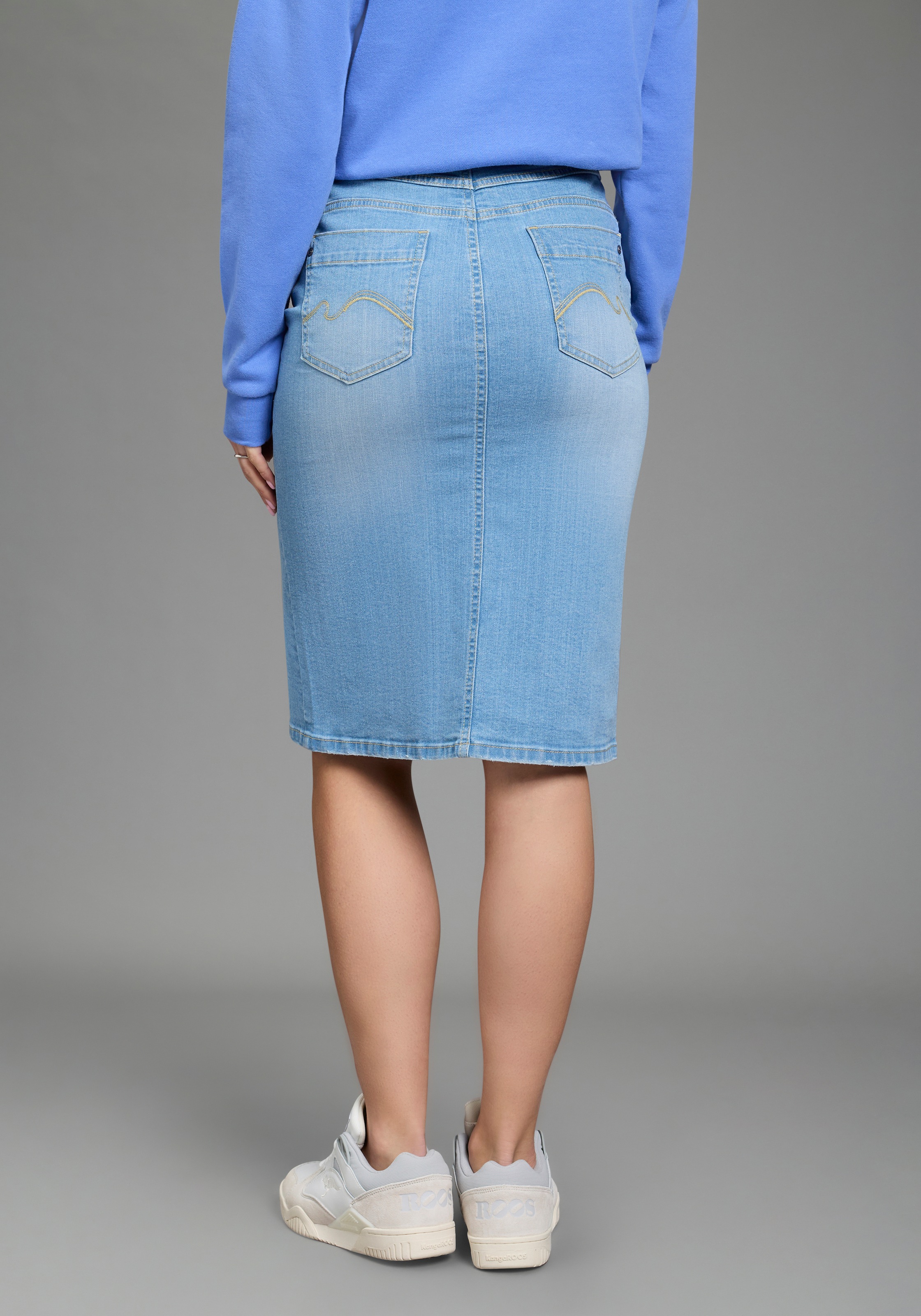 KangaROOS Jeansrock in Midilänge mit Schlitz günstig online kaufen