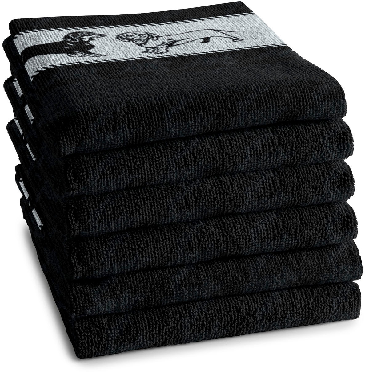 Geschirrtuch DDDDD, B:50cm L:55cmschwarz, 100% Baumwolle, Geschirrtücher, "DDDDD Küchentuch Saar 50 x 55 cm, Schwarz (6er-Pack)", schnell trocknend,