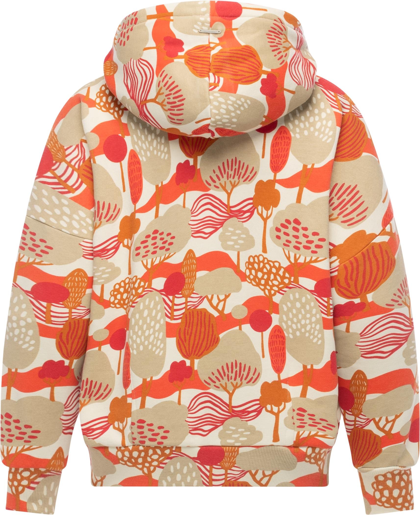 Kapuzenpullover RAGWEAR "Pirita Print", Damen, Gr. L (40), ecru, Material: 70% Baumwolle, 30% Polyester, oversize hüftbedeckend, hoch geschlossener Ausschnitt, Ärmel ohne Ärmelschlitz Rippbündchen, Pullover Kapuzenpullover, Hoodie mit verstellbarer Kapuze 2