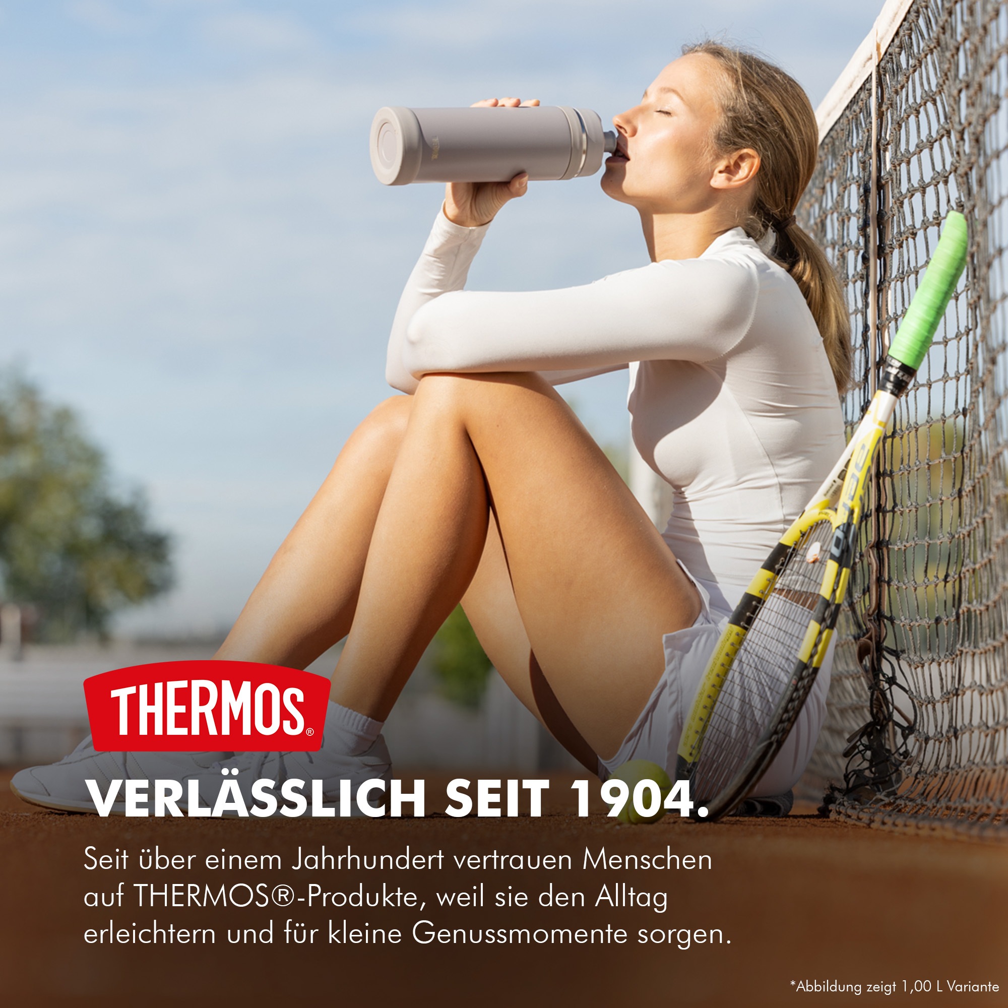 THERMOS Isolierflasche »ULTRALIGHT MAX BOTTLE, doppelwandiger Edelstahl, spülmaschinenfest« 1,00 l, 24h kalt & 12h heiß, mit Tragegriff und Trinköffnung