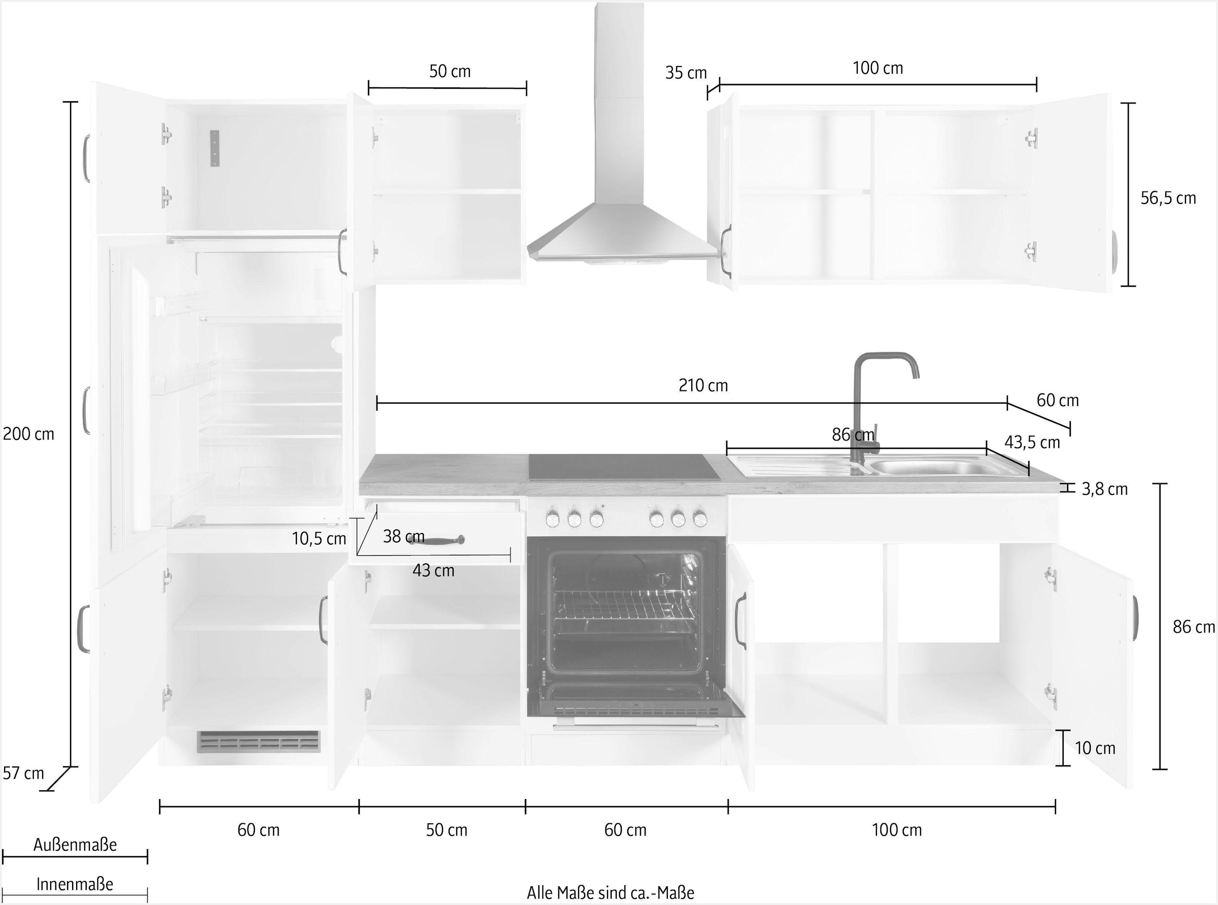 wiho Küchen Küchenzeile »Erla«, mit E-Geräten, Breite 270 cm