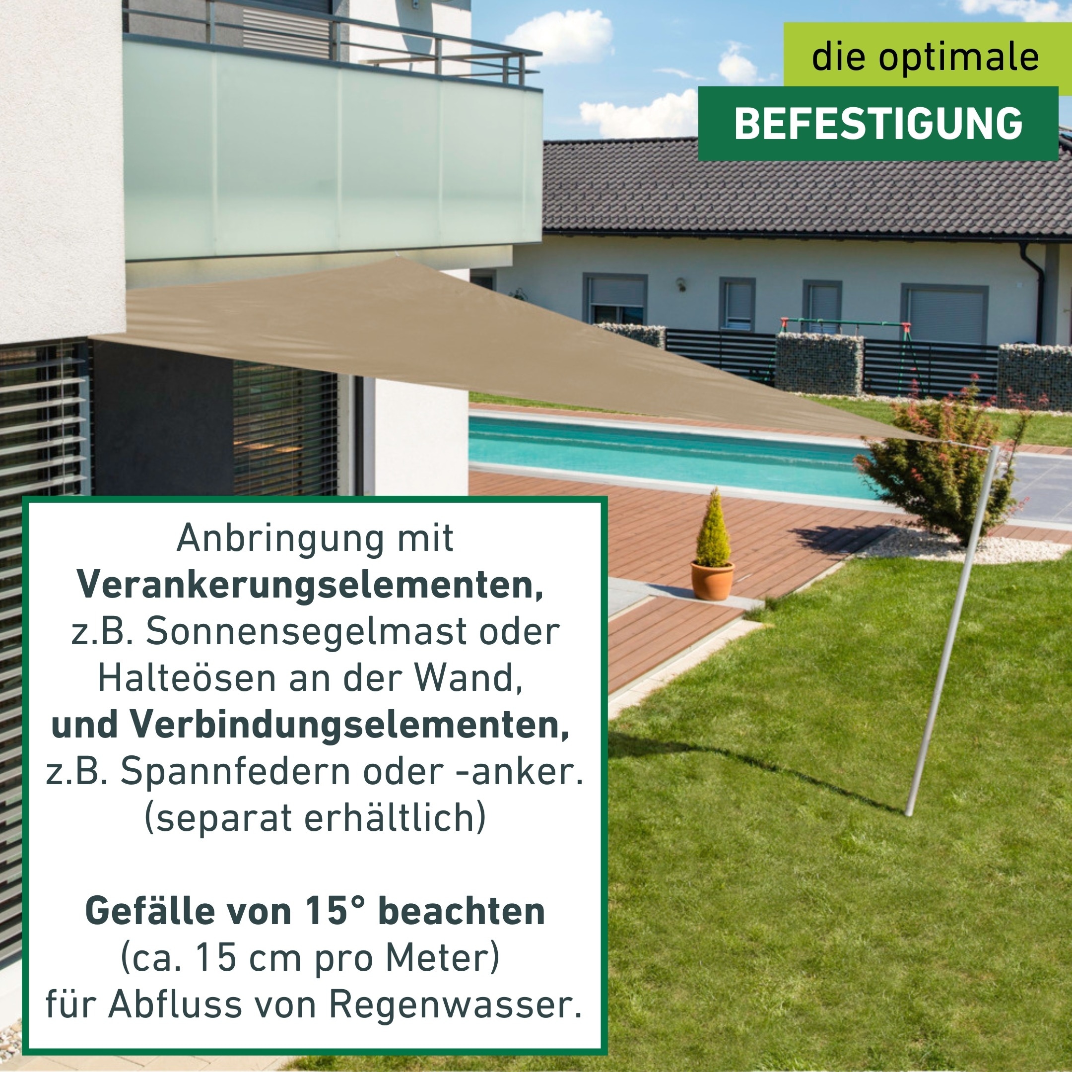 Windhager Sonnensegel »Cannes, Dreiecksegel zur Beschattung von Garten, Terrasse, Balkon« Sonnenschutz 4 x 4 x 4 m, erhältlich in anthrazit, grau oder taupe