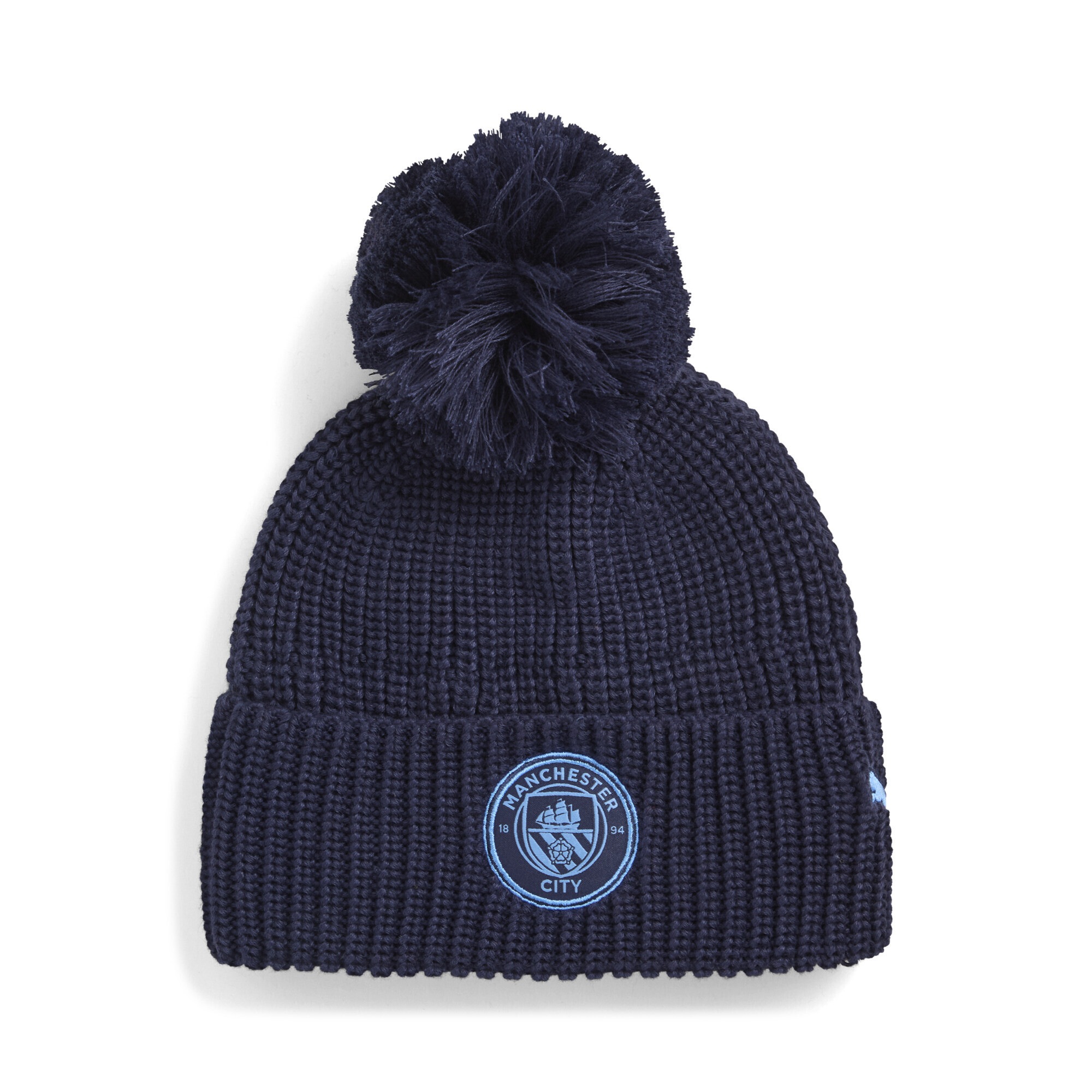 PUMA Kinder Beanie "Manchester City Essentials Beanie Jugendliche"navy team light blau, Obermaterial: 100% Polyester; Unteres Futter: 100% Polyester,