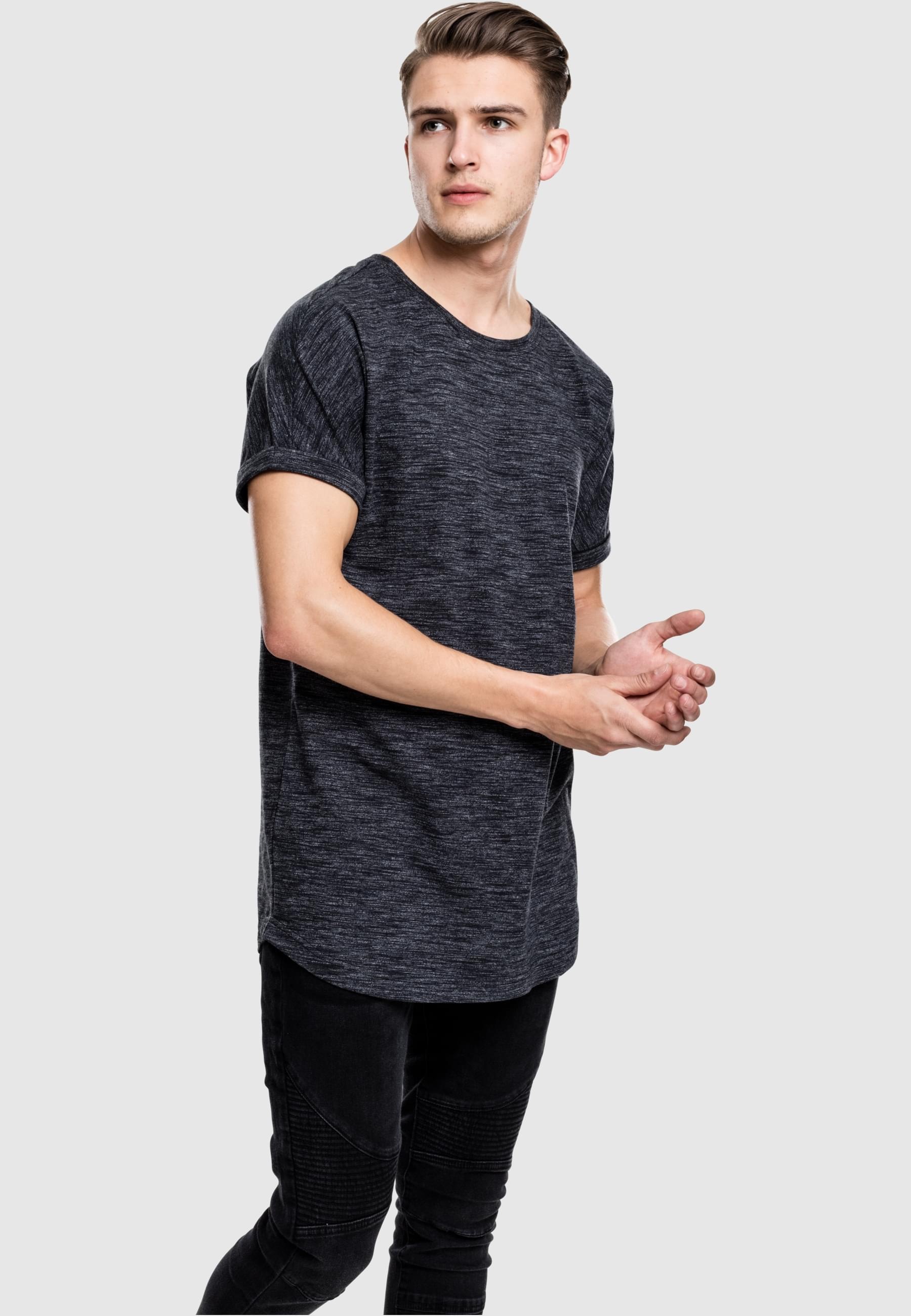 URBAN CLASSICS T-Shirt »Urban Classics Herren Long Space Dye Turn Up Tee«, (1 tlg.)