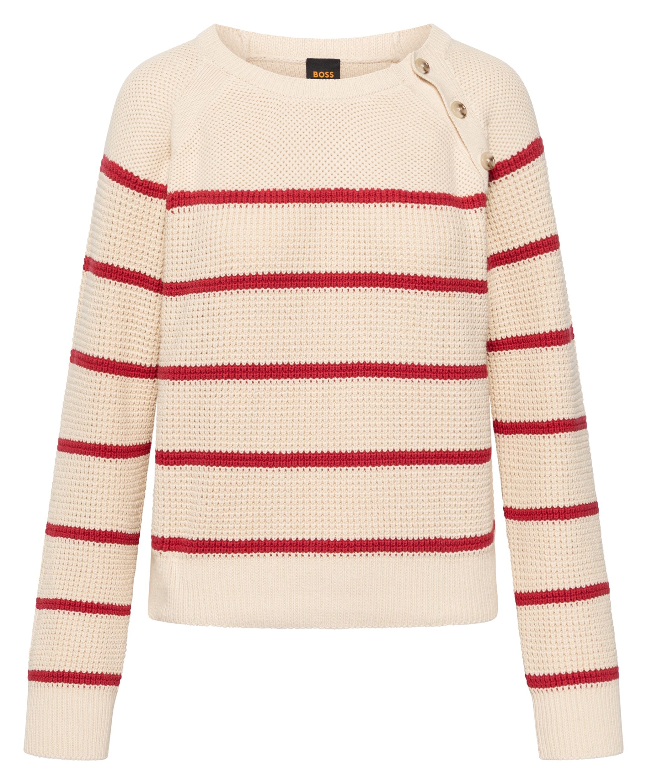 BOSS ORANGE Strickpullover »Farbori Premium Damenmode« mit Knopf-Details, Baumwoll-Mix