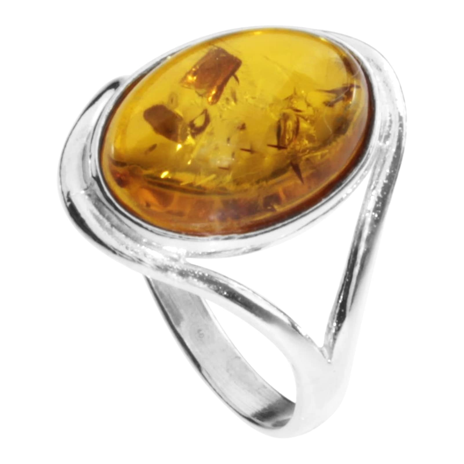 Fingerring OSTSEE-SCHMUCK "- Agnes - Silber 925/000 - Bernstein" Gr. 54, silber (silber 925, silberfarben, weiß), Fingerringe, Damen, 54, Fingerring 3