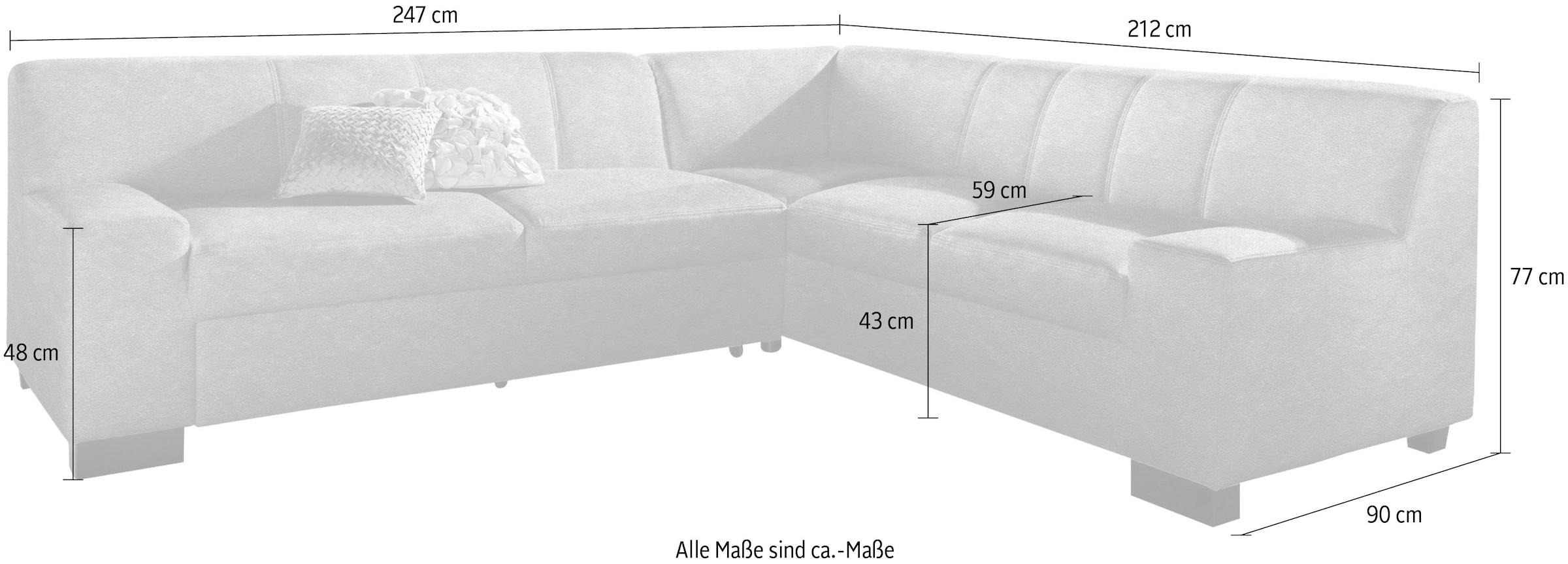 DOMO collection Ecksofa »Norma Top, elegant und modern, flache Armlehnen, L-Form«, wahlweise mit Bettfunktion