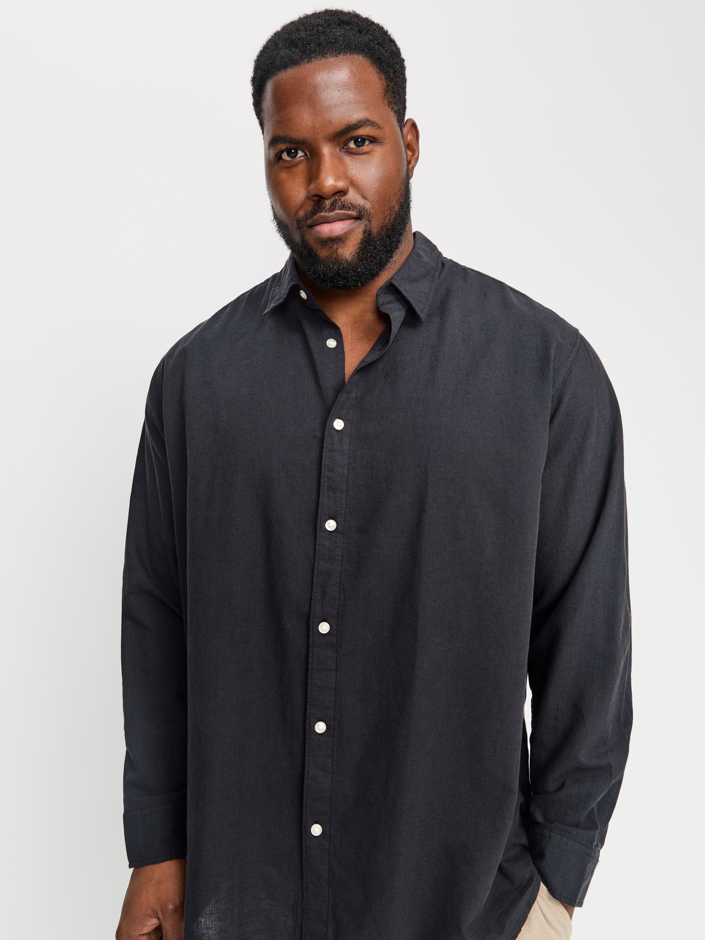 Jack & Jones PlusSize Langarmhemd »JJEBREEZE SHIRT LS SN PLS«, mit Hemdkragen
