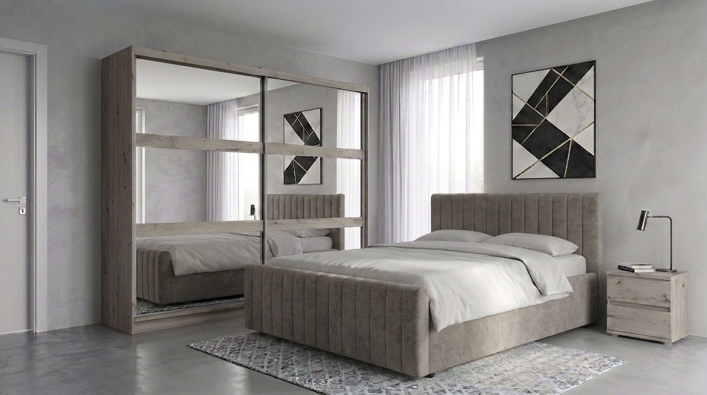 OTTO home Polsterbett "MOIVRE, vertikale Steppung in Rillenoptik, wahlweise mit Bettkasten" Stauraumbett, gepolstertes Kopfteil, ohne Matratze, modernes Design