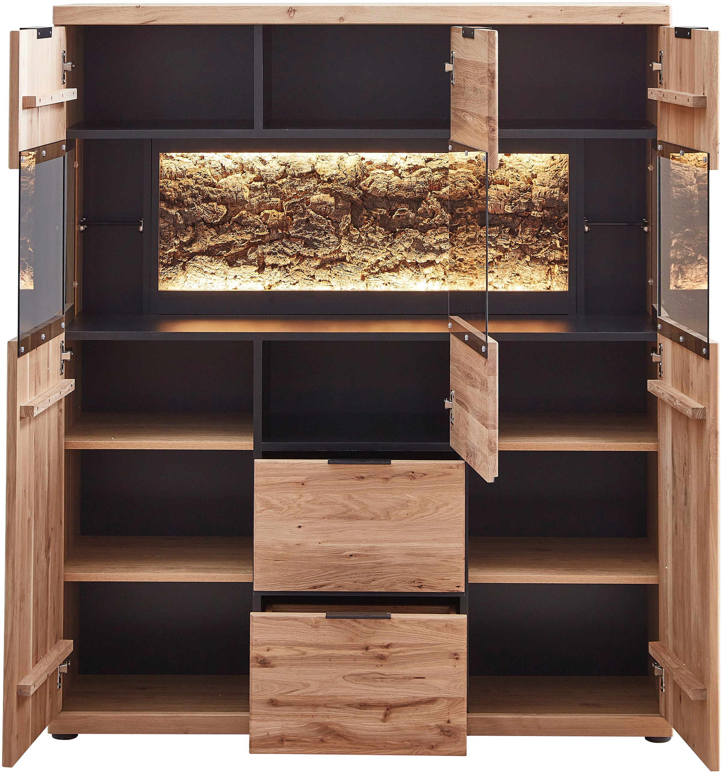 Innostyle Highboard »Donna Highboard, 122x144x42 (BxHxT)« 1 Stk. tlg. Beleuchtung optional bestellbar, 3 türig, 2 Schubkasten, Softclose