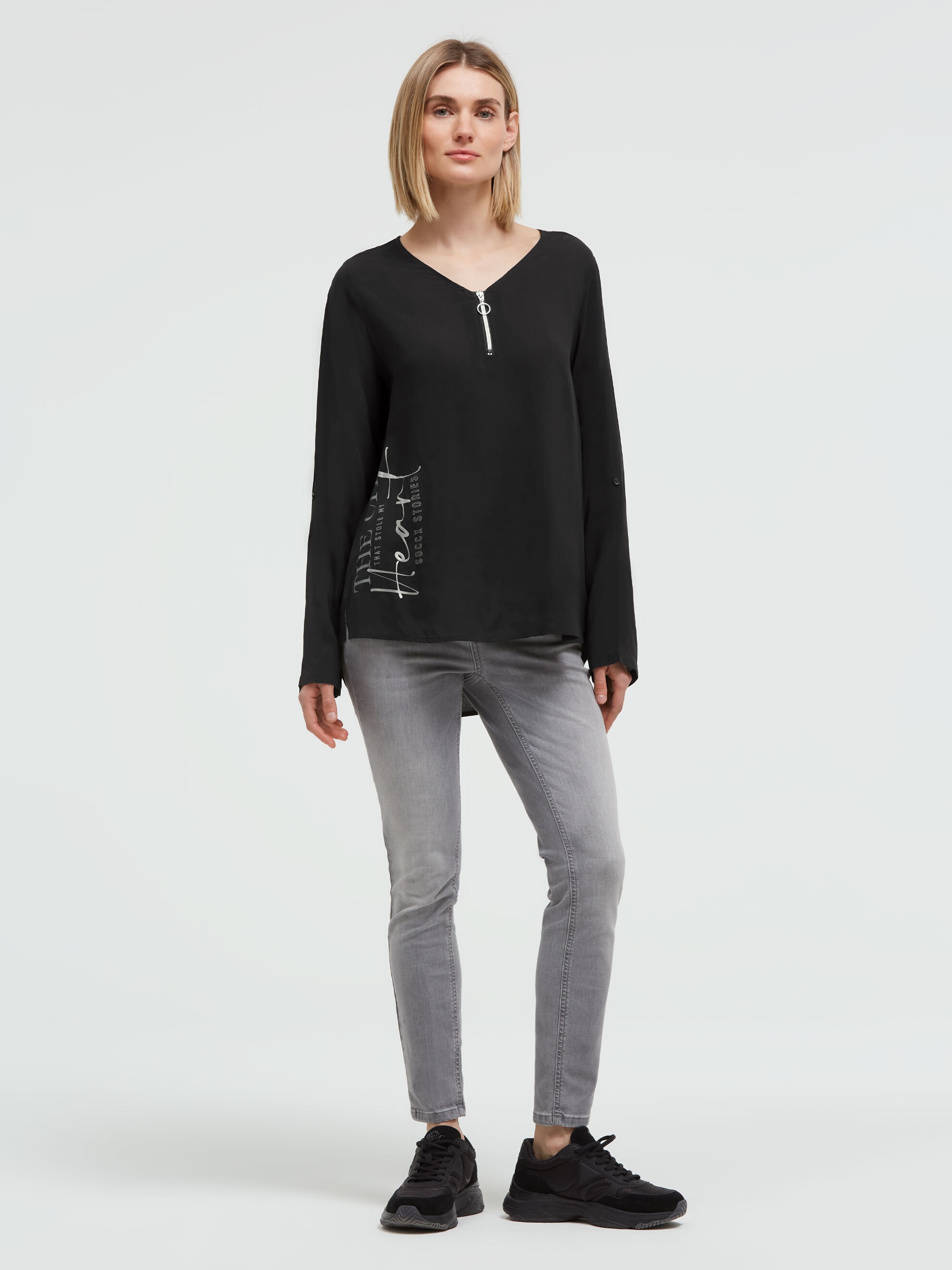 SOCCX Schlupfbluse im Turn-Up-Look