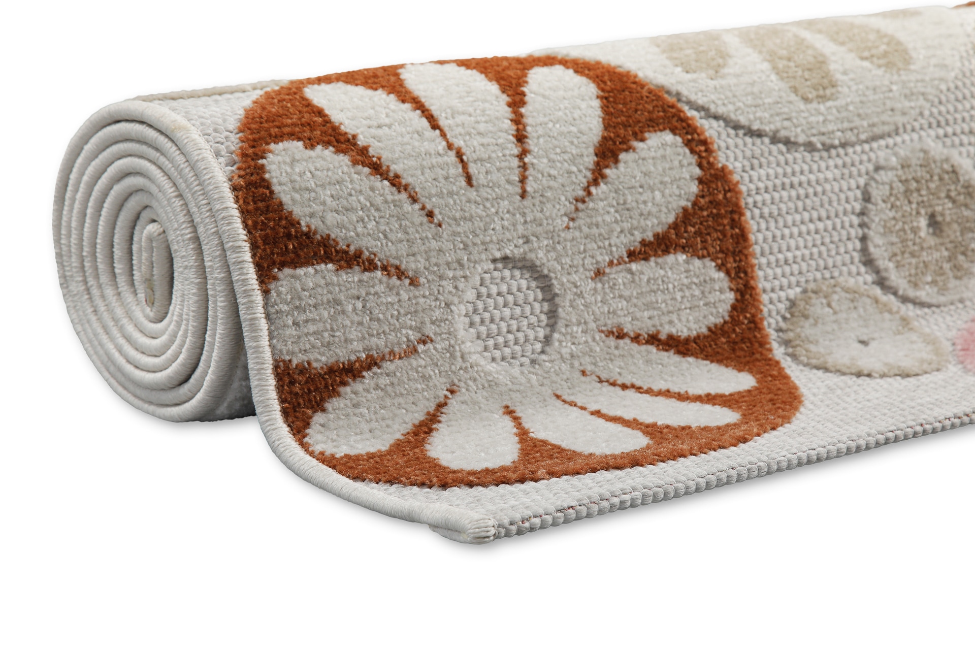 Wecon home Outdoorteppich »Flowerdrops«, rund, 5 mm Höhe, für Innen & Außen, strapazierfähig, pflegeleicht, Hoch-Tief Effekt