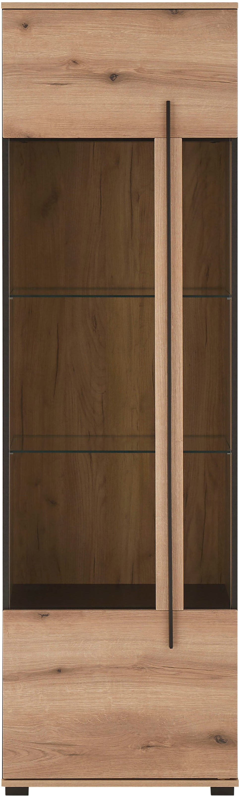 INOSIGN Vitrine »Cantara, Vitrinenschrank in Eiche Evoke oder weiß, Standvitrine«, schwarzer Stangengriff, ausreichend Stauraum, vielseitig einsetzbar