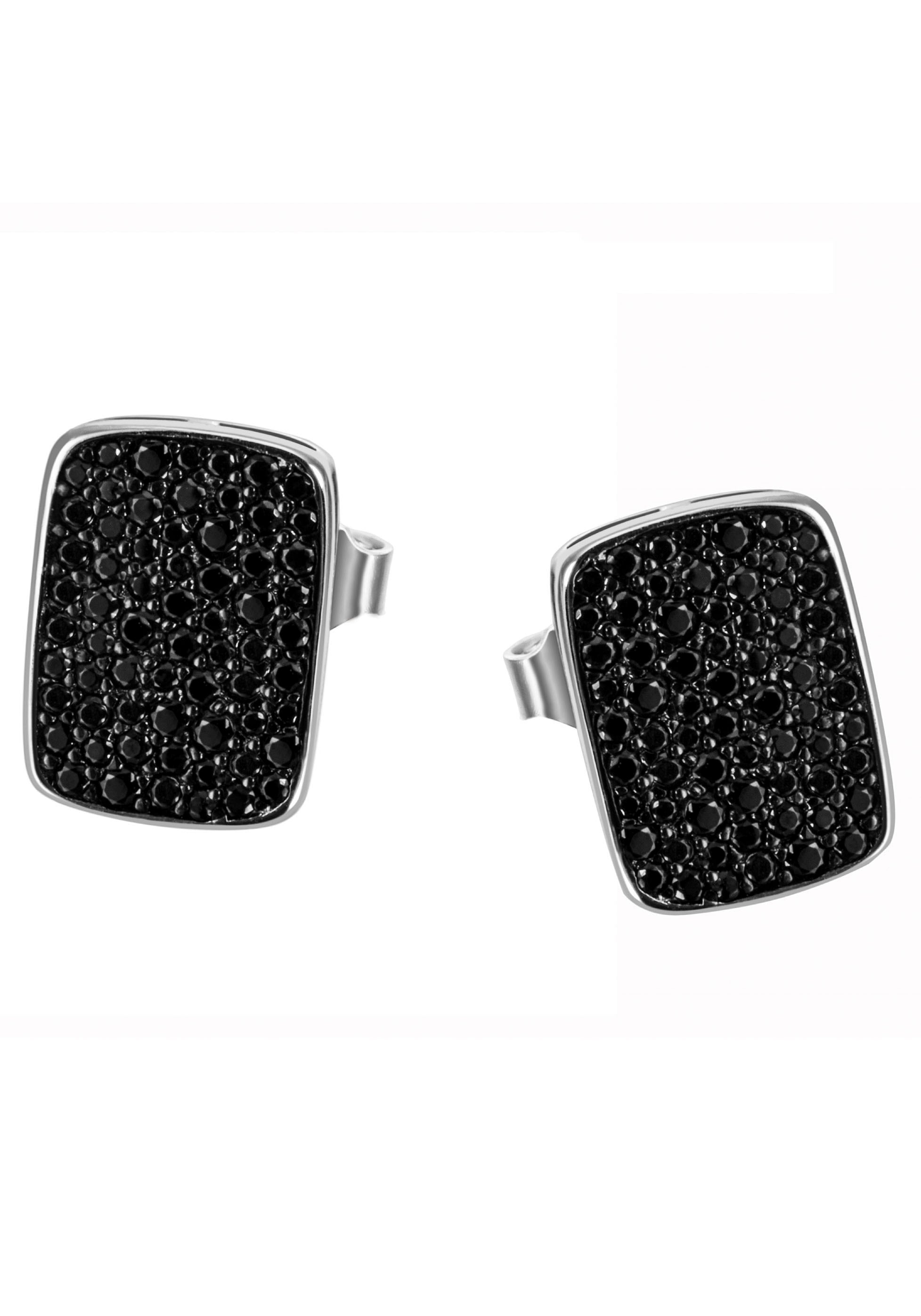 Firetti Paar Ohrstecker »Pavé Platte schwarz« mit Zirkonia (synth.)