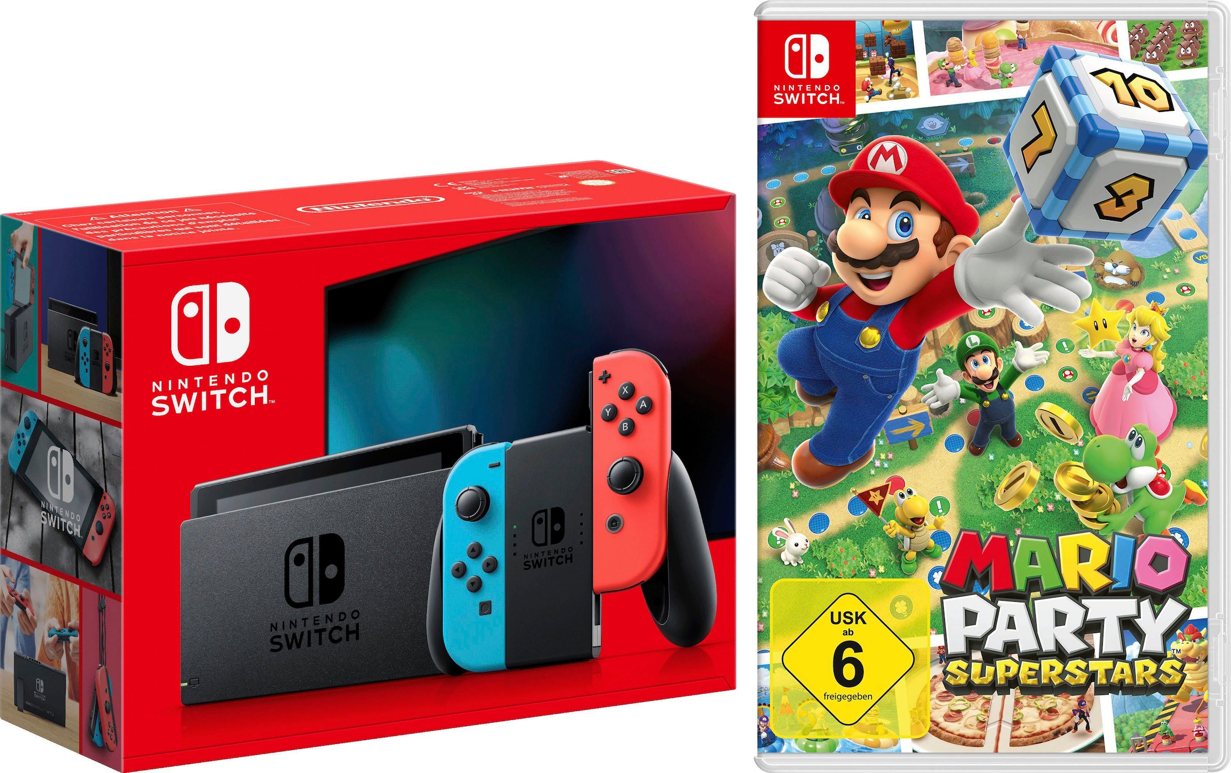 NINTENDO SWITCH Konsolen-Set, bunt (neonrot, neonblau), B:23,9cm H:10,2cm T:1,39cm, Spielekonsolen, inkl. Mario Party Superstars