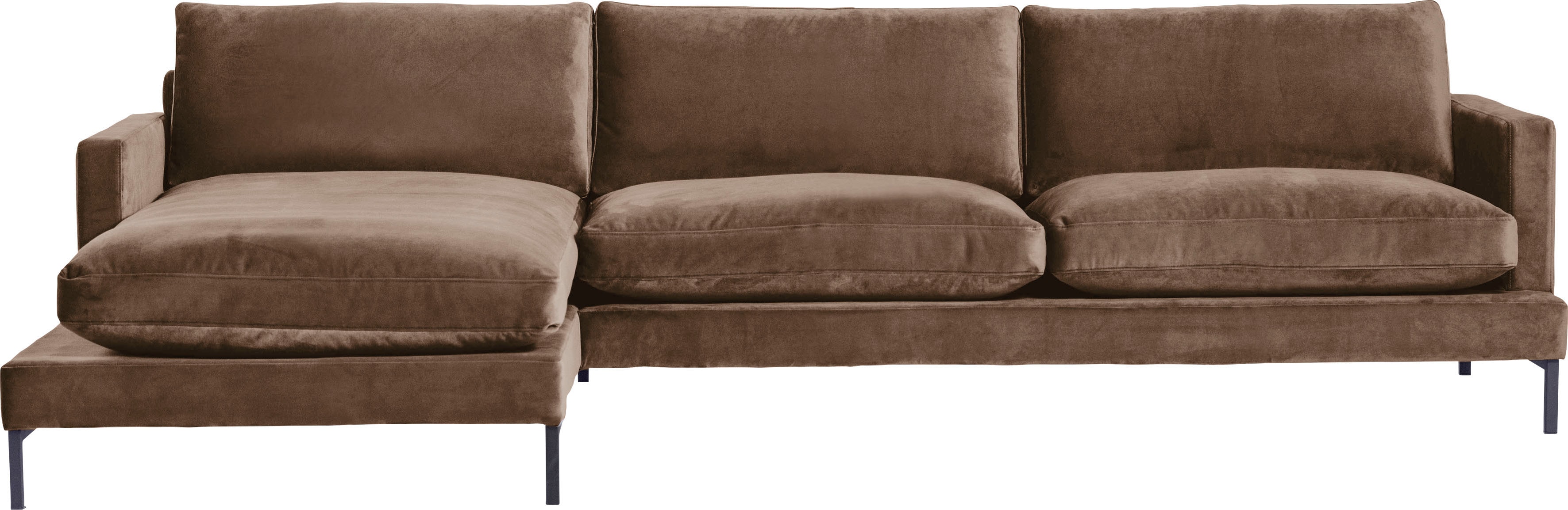 andas Ecksofa "Welland, L-Form," mit schwarzen Metallfüßen, mit Federfüllung im Sitz- und Rückenkissen