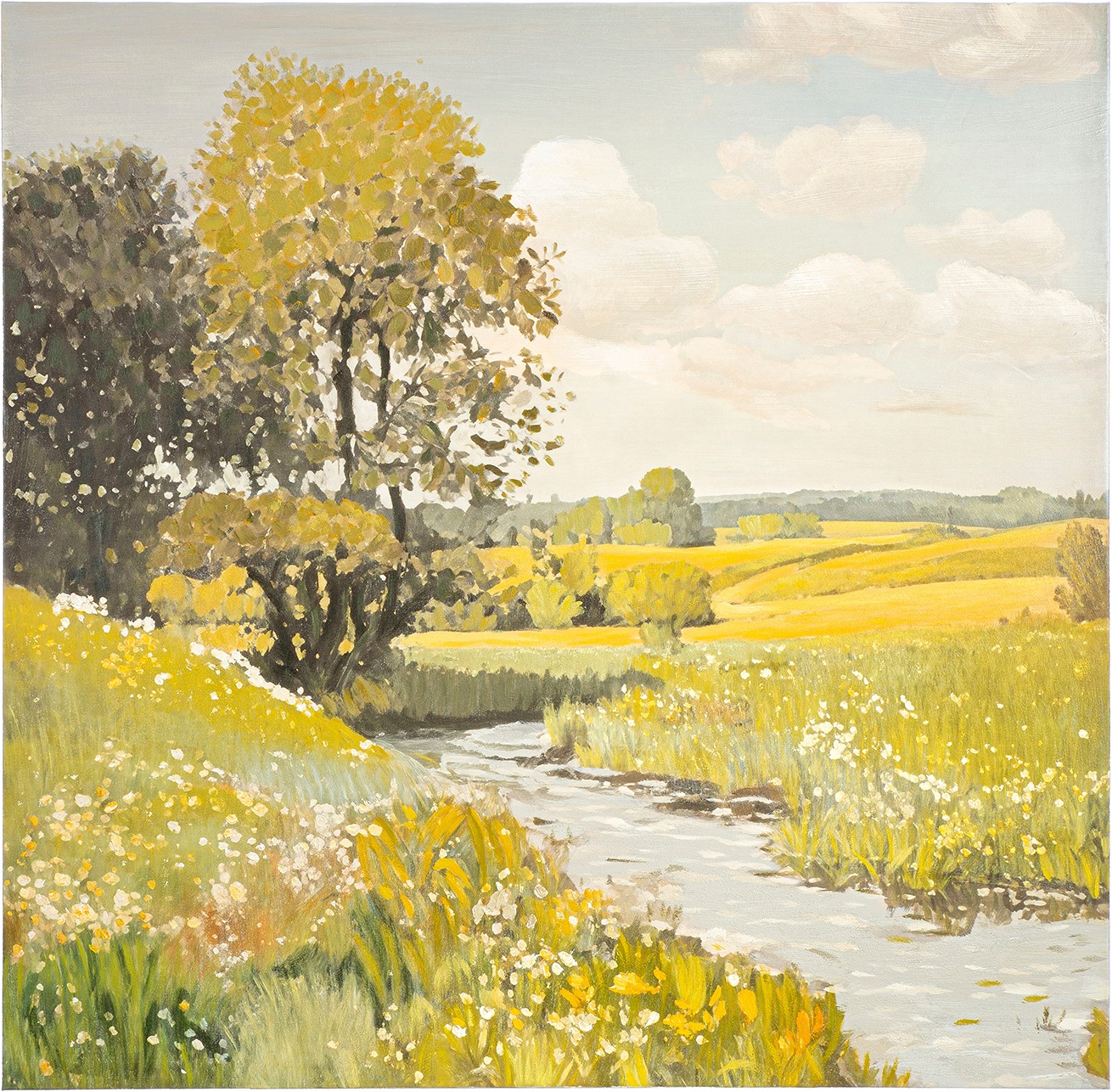 GILDE Leinwandbild "Bild quadratisch Quiet stream grün" Landschaft 1 Stk. tlg. Landschaftsbild Bachlauf Naturidylle Ruhemotiv Wasserlandschaft