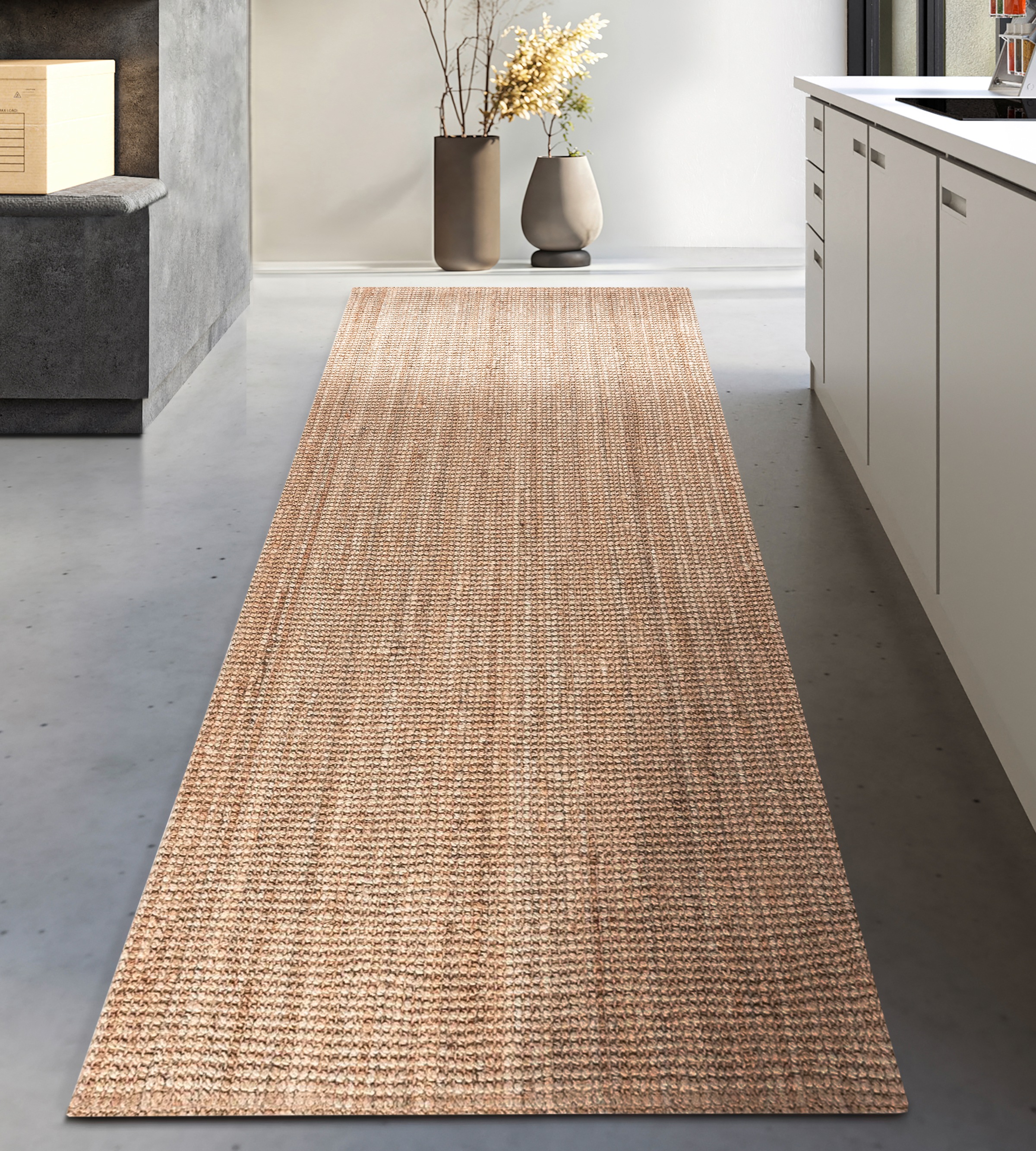 Teppich MY HOME "Avot Juteteppich", beige (natur gold), B:80cm H:10mm L:200cm, Jute, Teppiche, Teppich, 100% Jutefaser, Läufer, Esszimmer, Wohnzimmer, Skandi 3