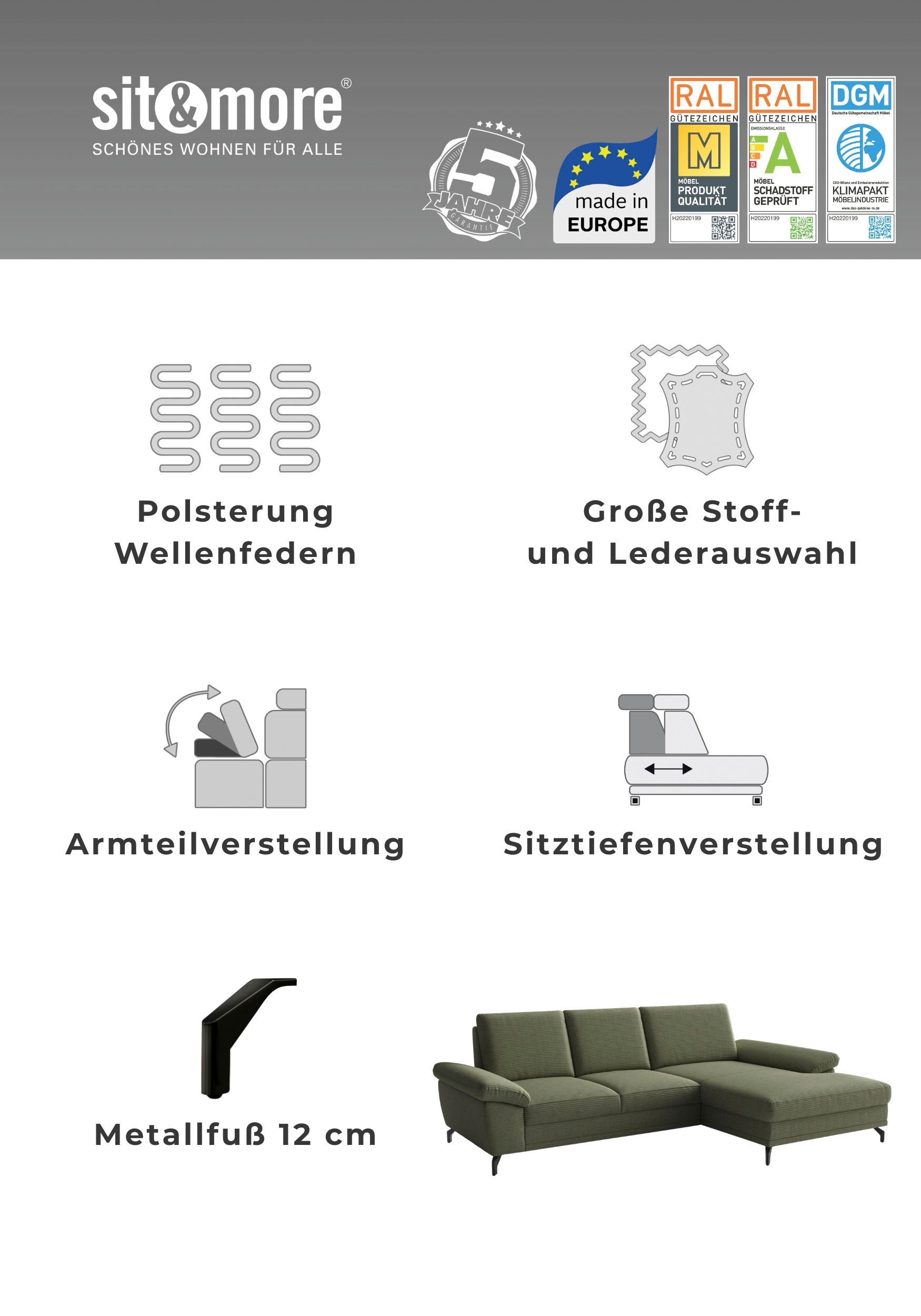 sit&more Ecksofa »Chelsea« optional mit Bettfunktion und Bettkasten