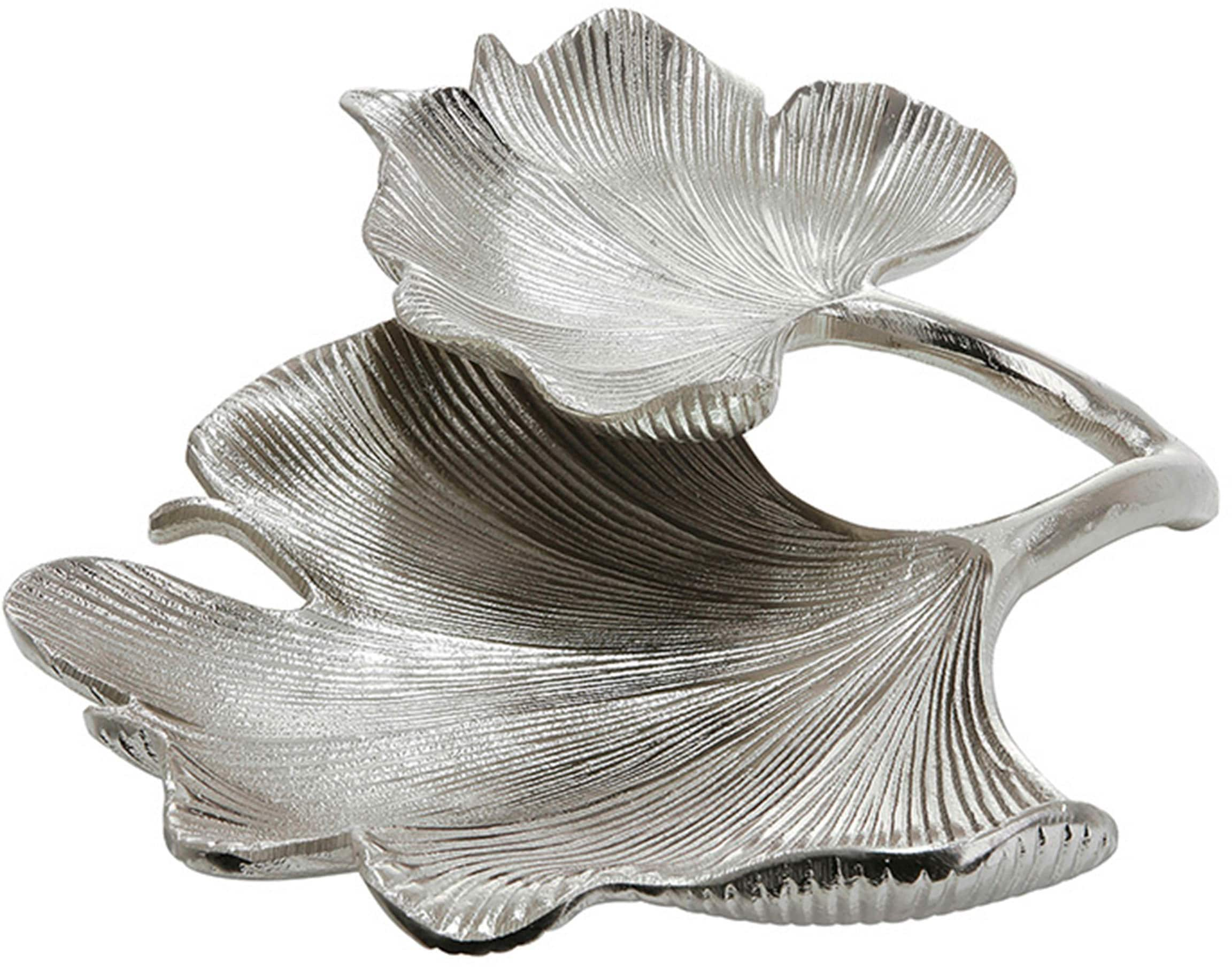 GILDE Dekoschale "Schale Ginkgo Blatt, silber", (1 St.), silberfarben