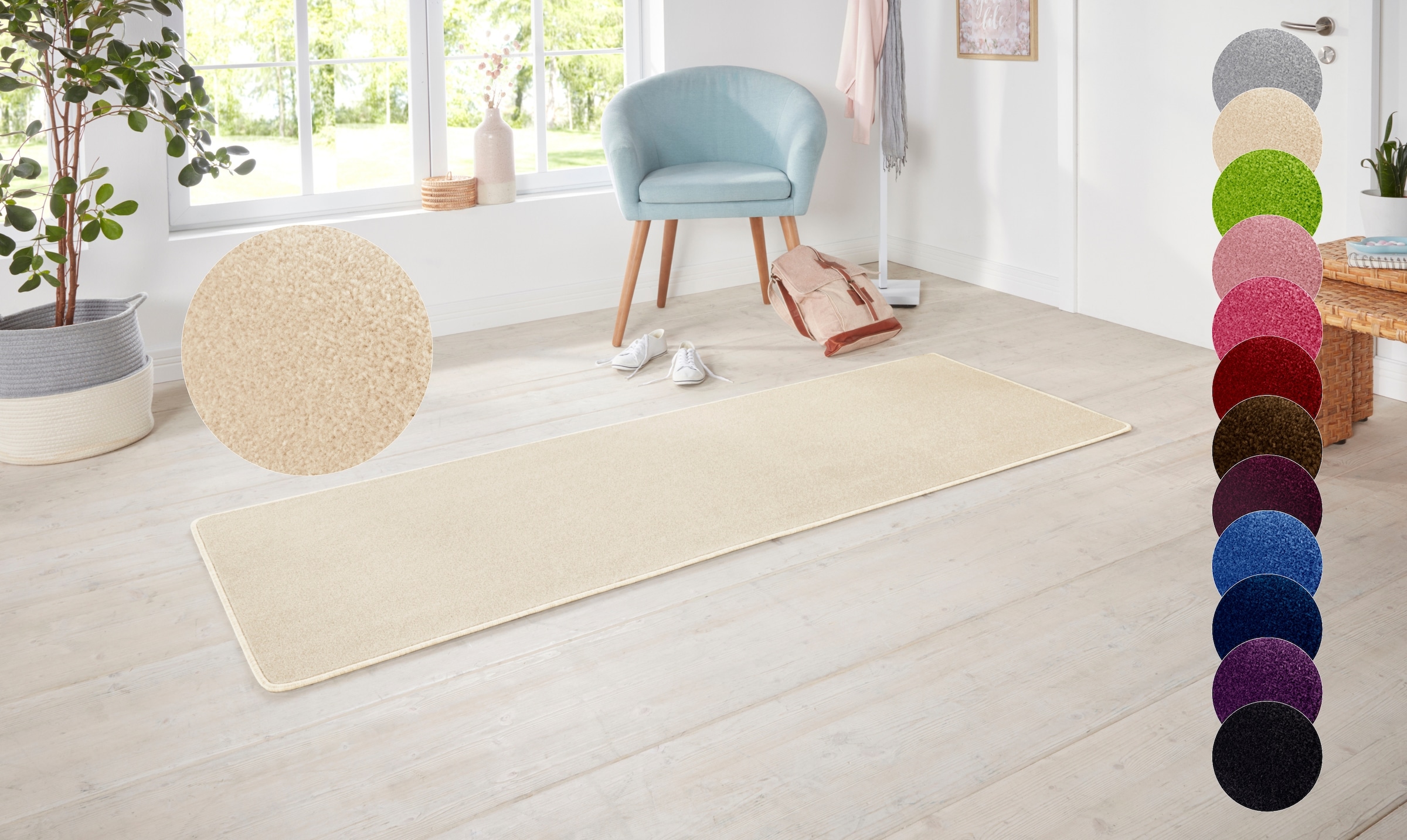 HANSE Home 1100000002199 "Shashi" rechteckig 8,5 mm Höhe Kurzflor, Unifarben, Läufer, weich, Esszimmer, Kinderzimmer, Flur