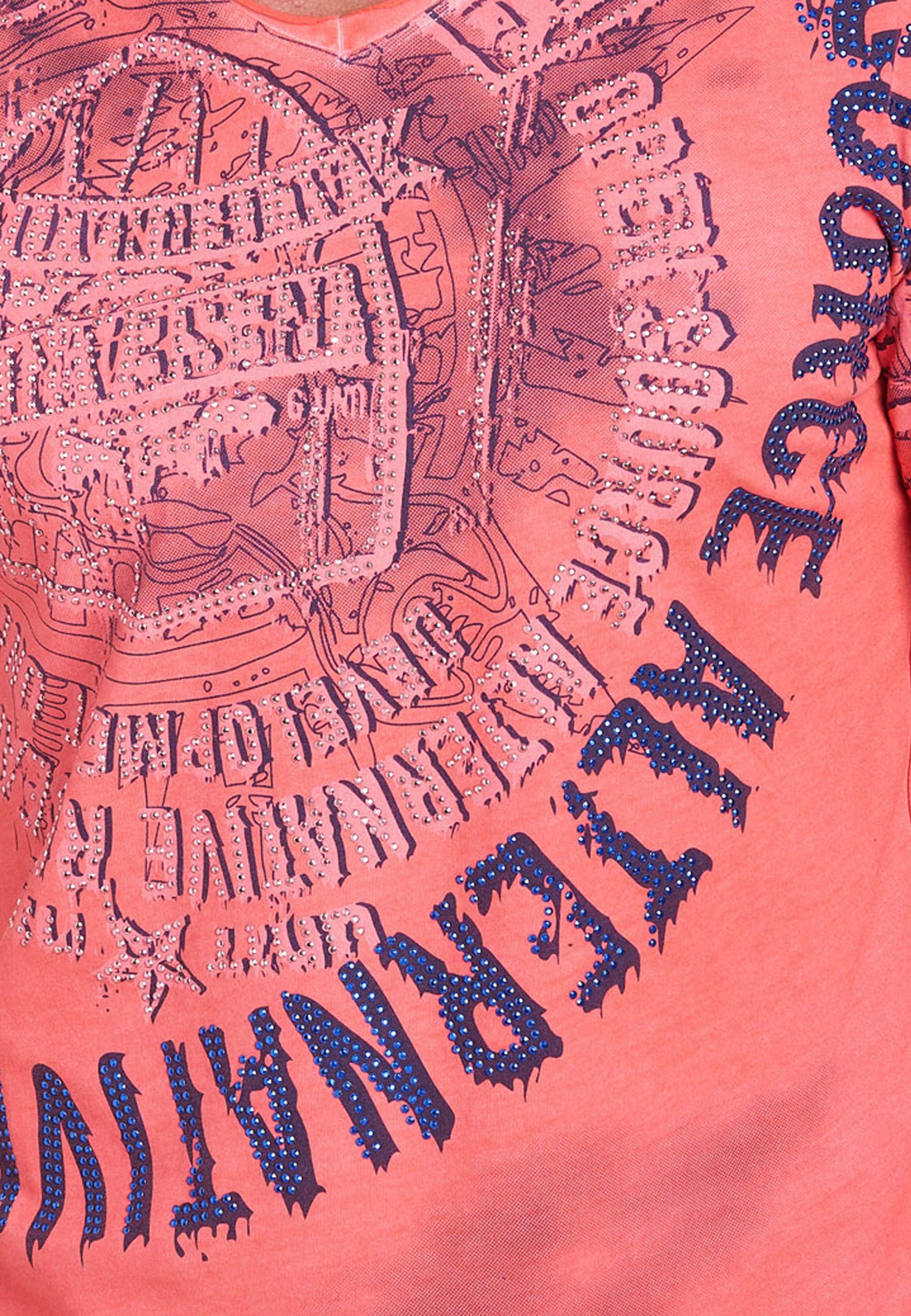 Rusty Neal T-Shirt, mit Strasssteinen und Frontprint