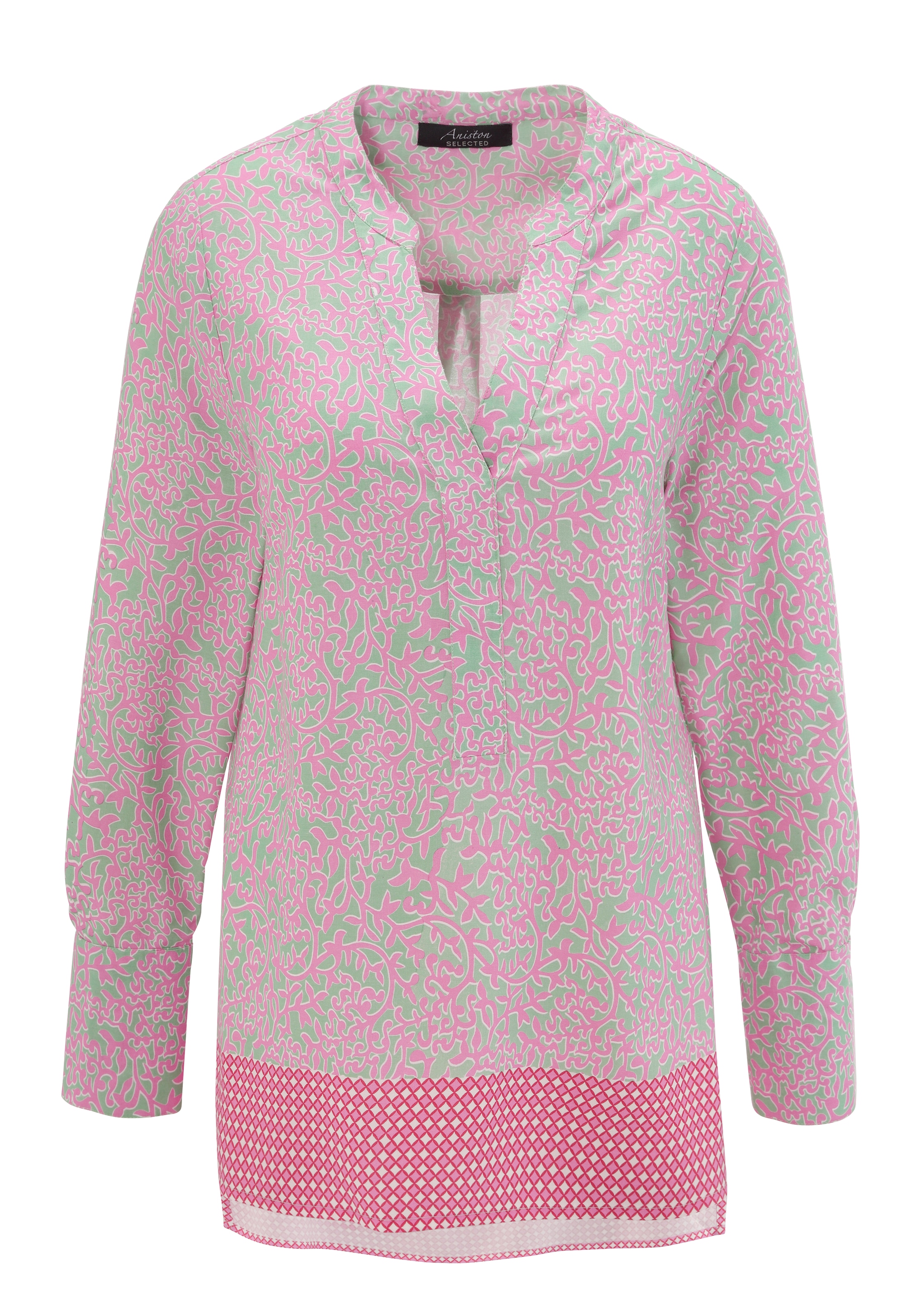 Aniston SELECTED Longbluse, mit Rankenmusterung und Bordürendruck am Saum - NEUE KOLLEKTION