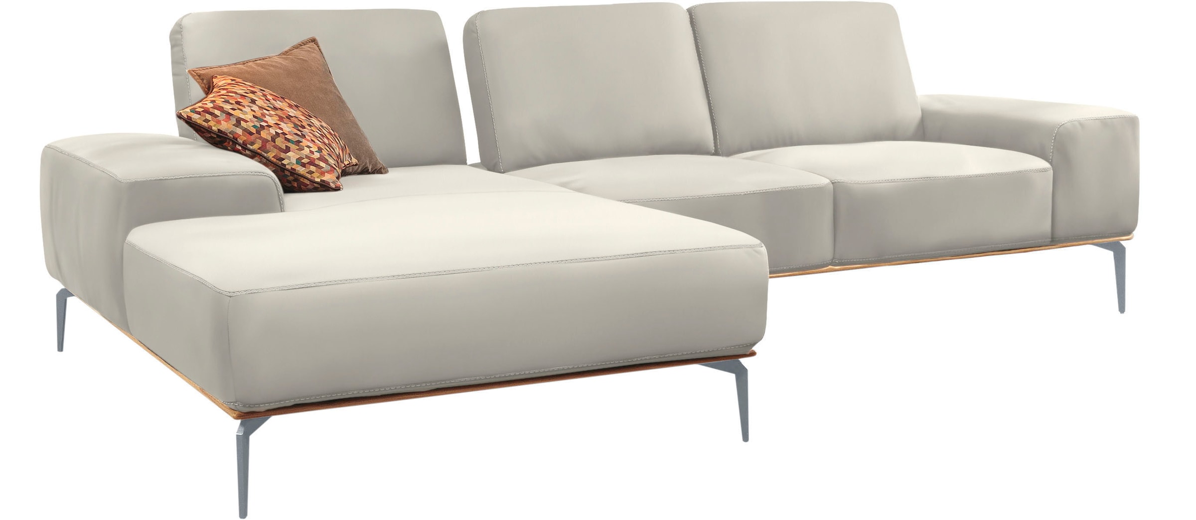 W.SCHILLIG Ecksofa »run«, mit elegantem Holzsockel, Füße in Silber matt, Breite 279 cm