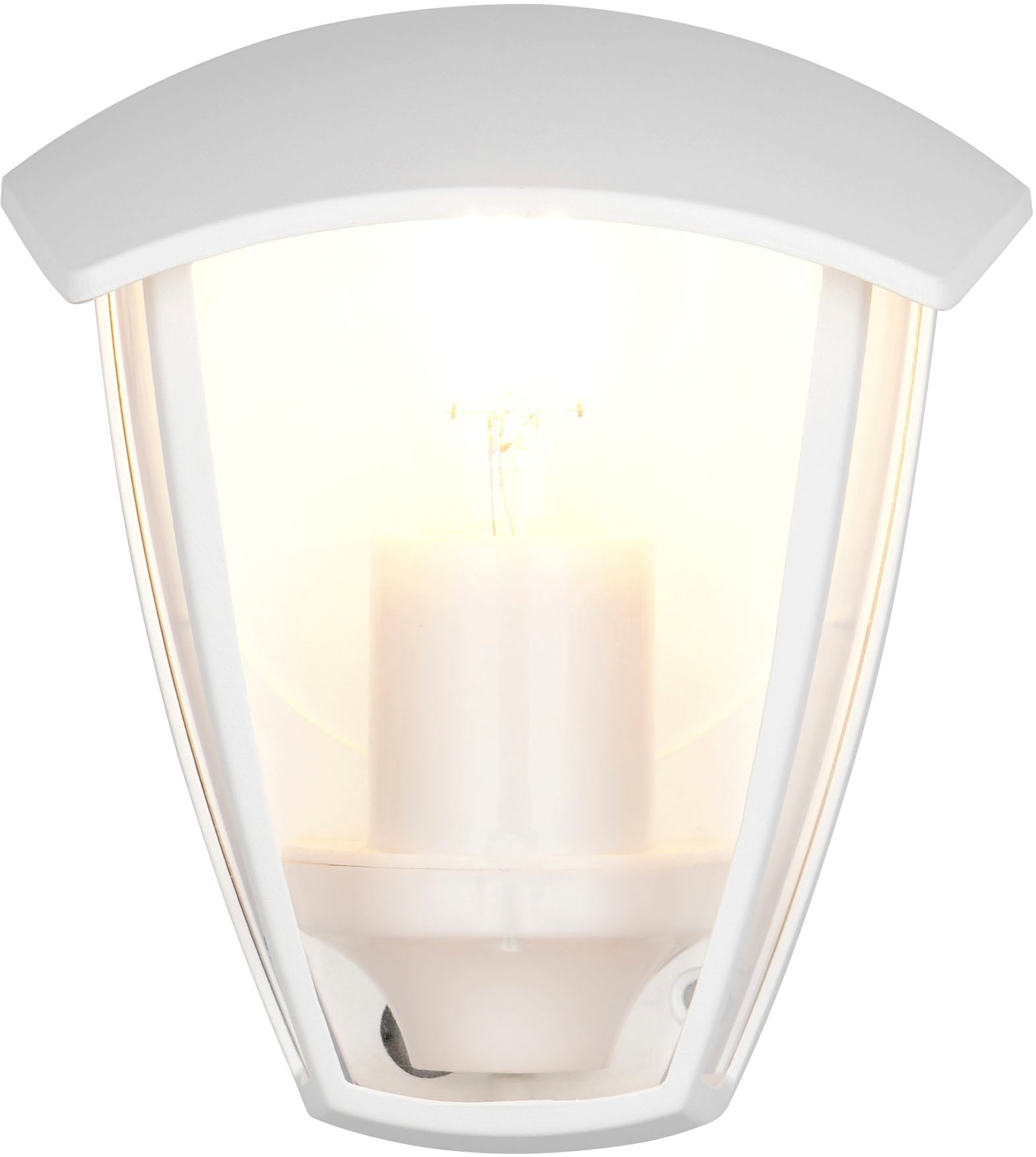 TRIO Leuchten Außen-Wandleuchte »VENTA, Outdoor Hauswand Fassadenbeleuchtung, exkl 1x E27 max 10W, IP44«, 1 flammig, Leuchtmittel E27 | Leuchtmittel wechselbar, Wandlampe Garten Terrasse, Aluminium mit Kunststoff Schirm transparent
