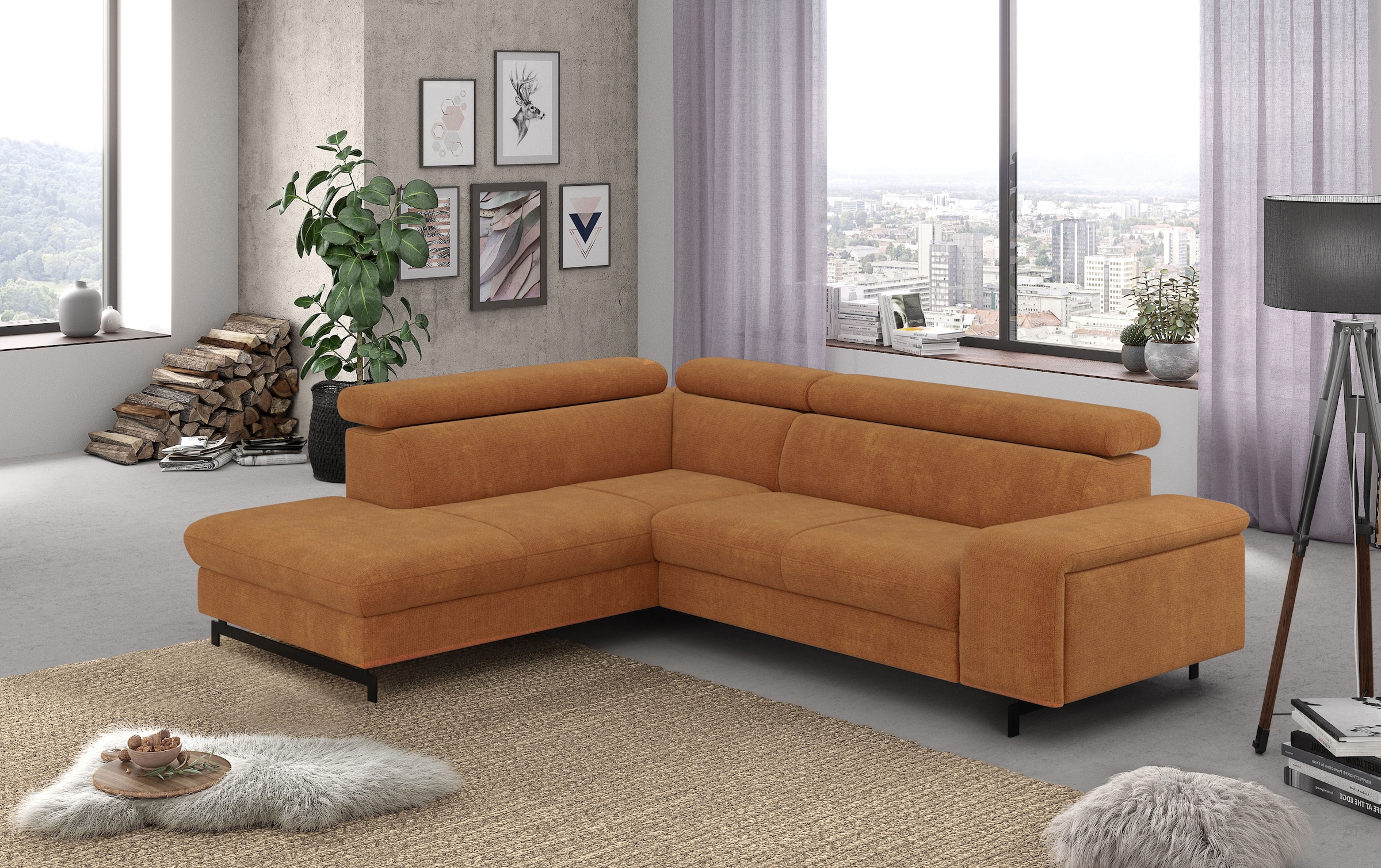 COTTA Ecksofa "Emma L-Form, B: 262 cm" mit Kopfteilverstellung, optional Schlaffunktion & Bettkasten