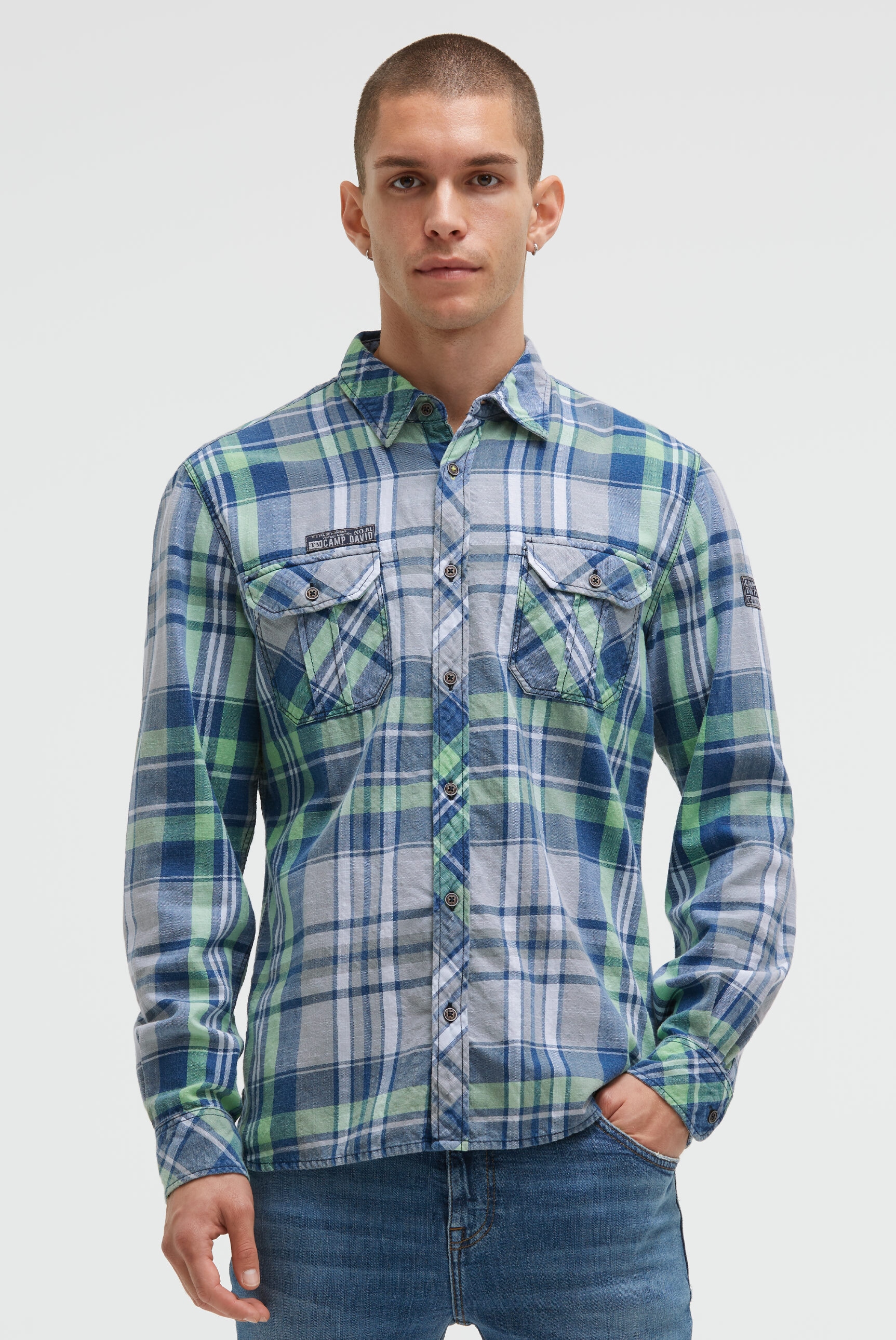 CAMP DAVID Langarmhemd mit Klappentaschen günstig online kaufen