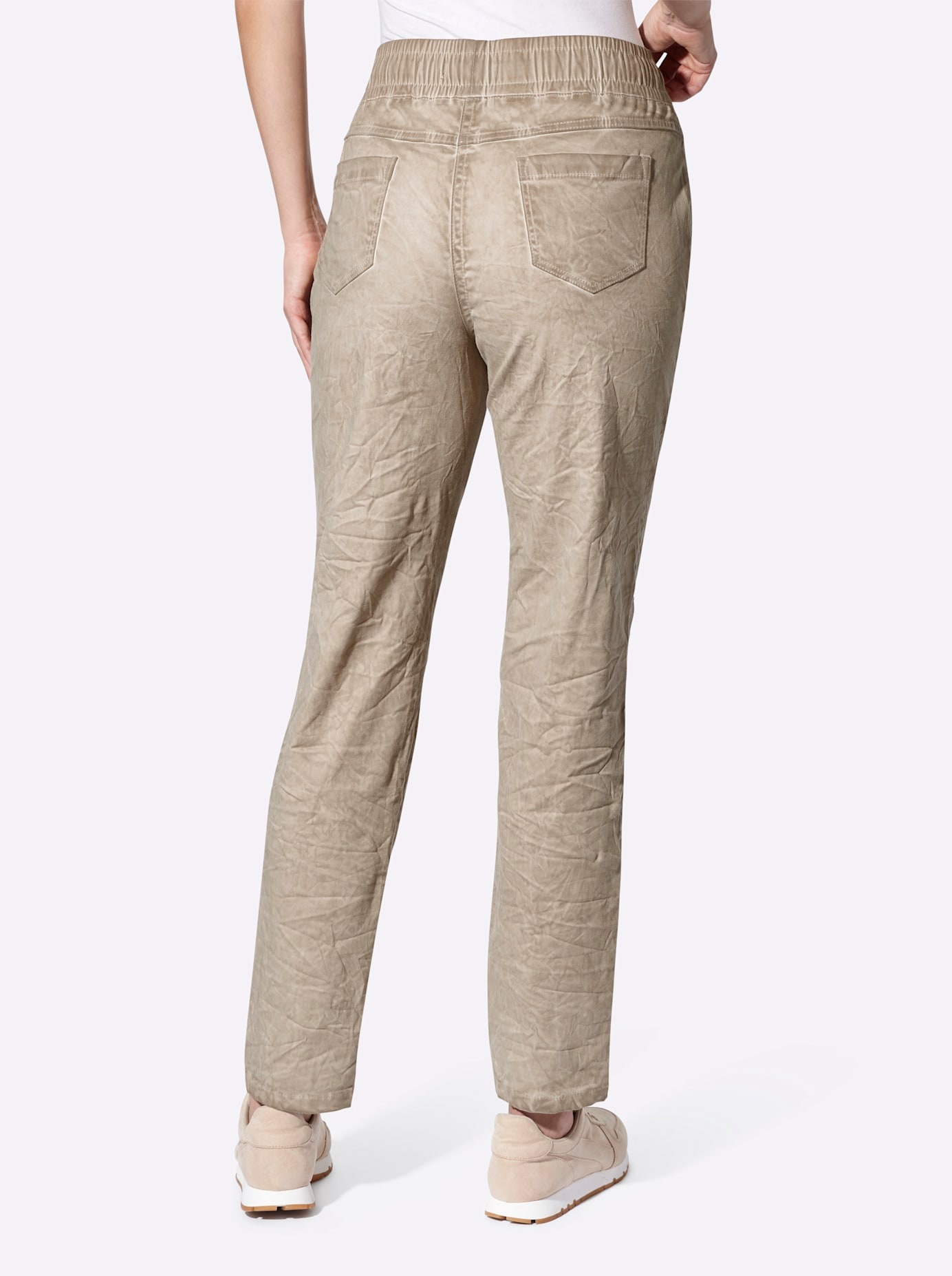 Webhose HEINE, Damen, Gr. 42, Normalgrößen, beige, 98% Baumwolle, 2% Elasthan, gemustert, unifarben, Hosen 3