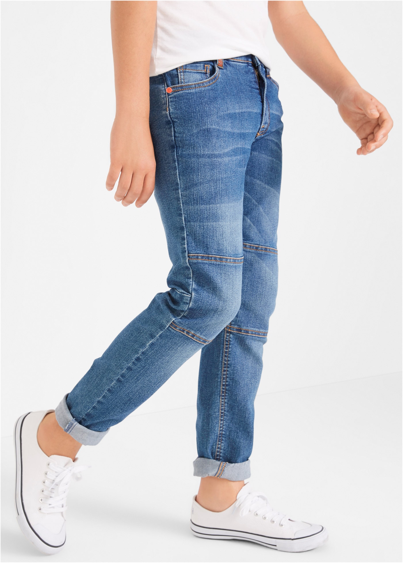 bonprix Regular-fit-Jeans robuste Verarbeitung an Kniepartie und Beinenden, 5-Pocket-Look