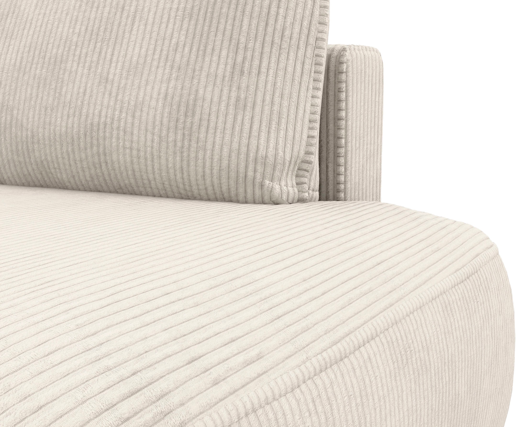 TRENDMANUFAKTUR Ecksofa »Fordon II, Schlafsofa mit Bettkasten, Couch in L-Form, Breite 250 cm«, in Cordstoff HYPER, cream, Armlehne links