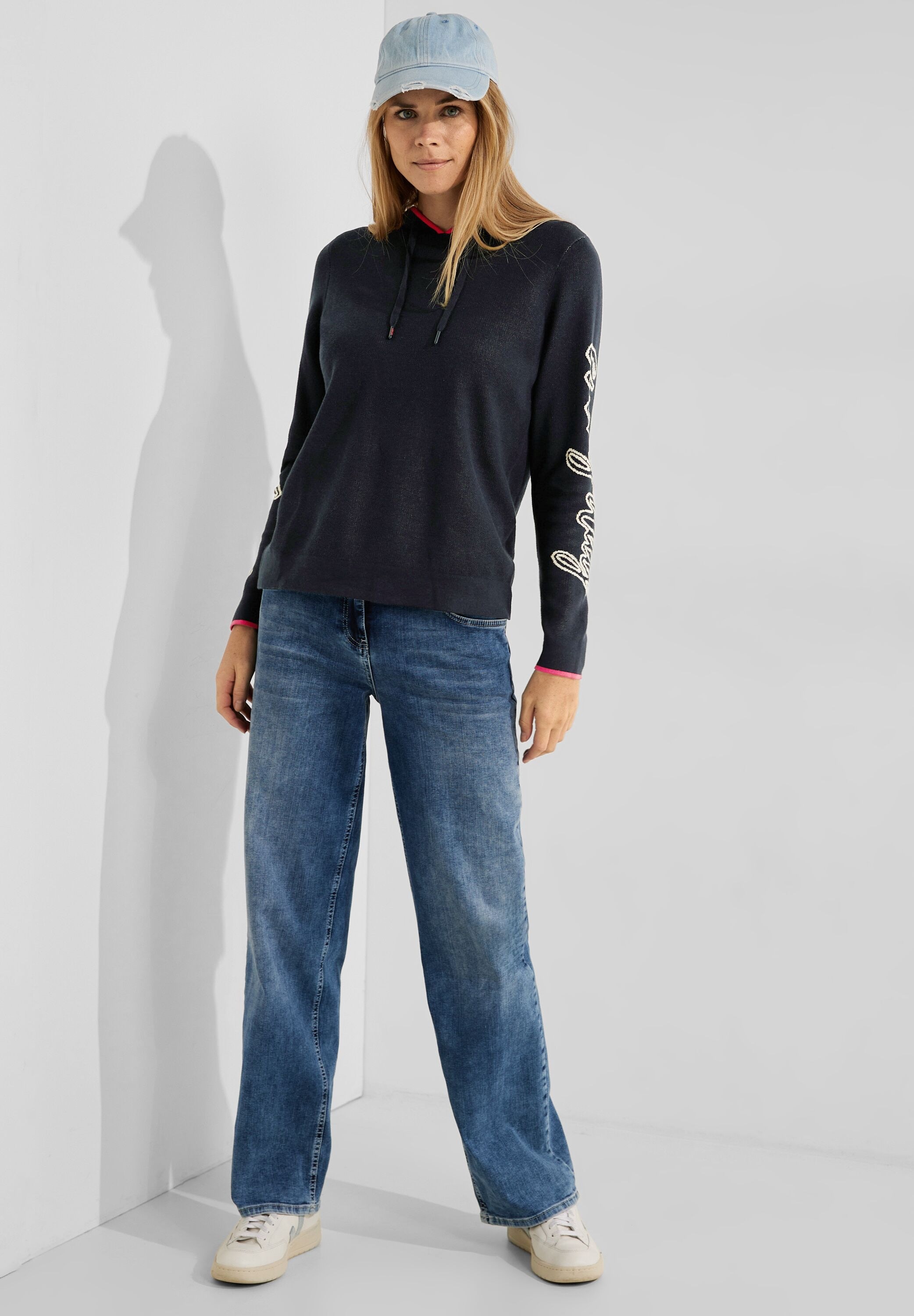 Cecil Jacquardpullover, aus elastischem Materialmix