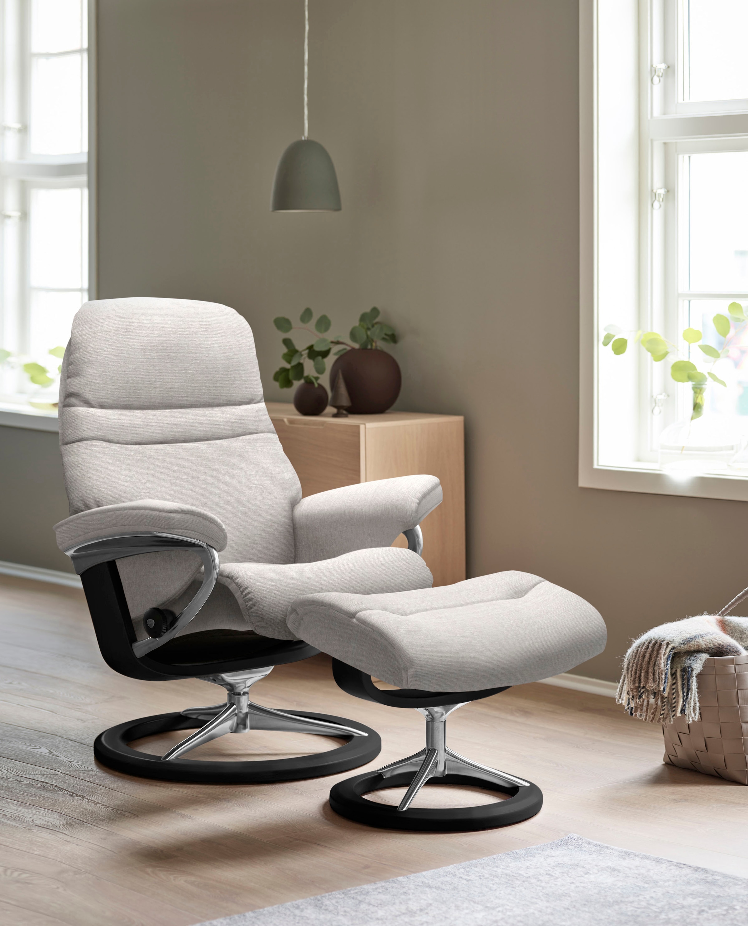 Stressless® Relaxsessel »Sunrise«, (Set, Relaxsessel mit Hocker), BAUR Signature Schwarz | Größe Base, mit M, kaufen Gestell