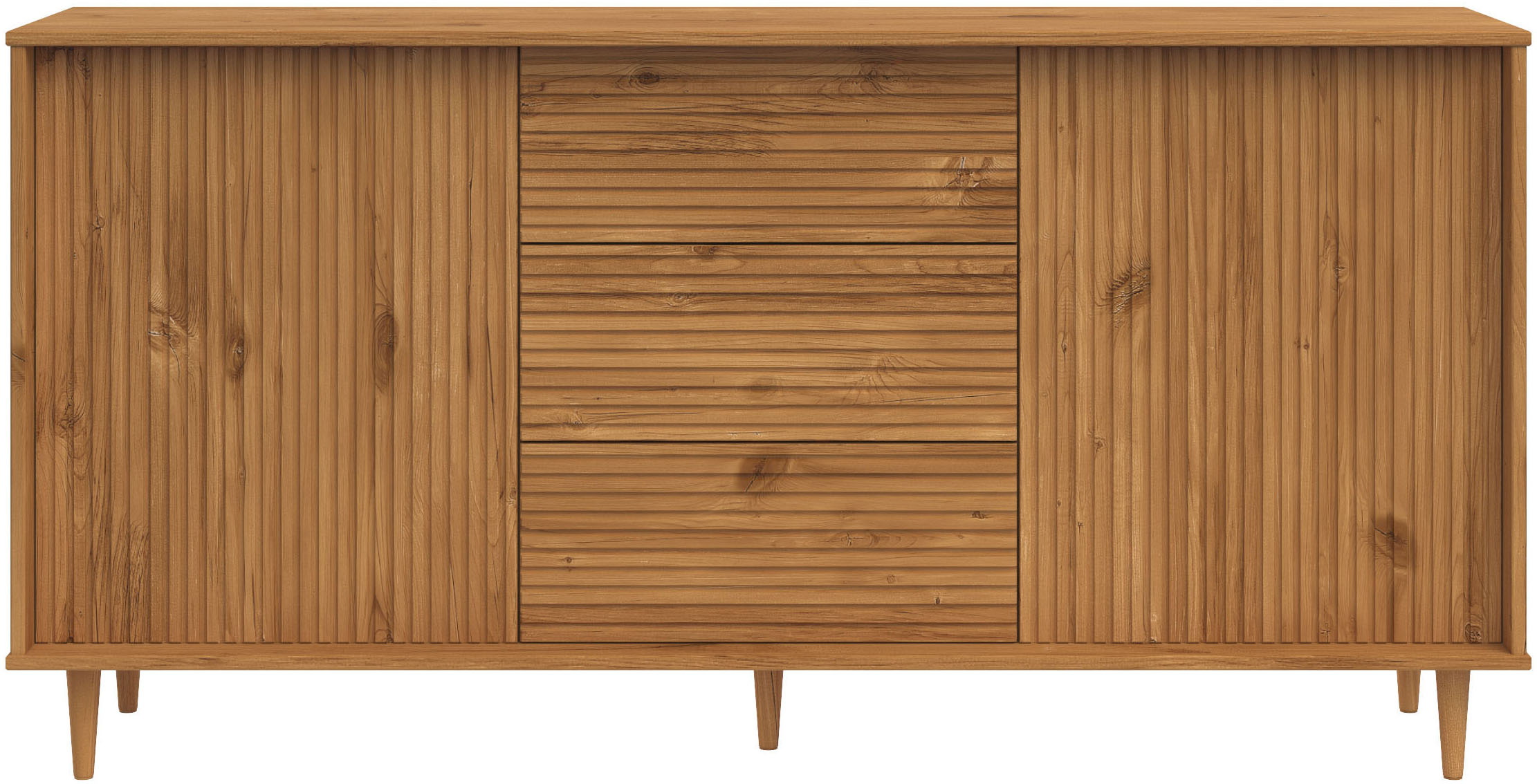 Thumbnail - INOSIGN Sideboard "Malmedy Front mit gefrästen Rillen" Kommode aus massivem Kiefernholz, Push-to-open, Breite 160 cm