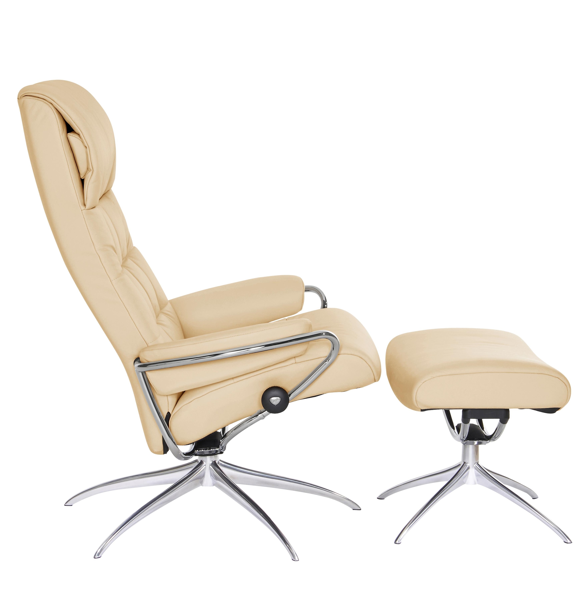 Stressless® Relaxsessel »London«, (Set, Relaxsessel mit Hocker), mit Hocker, High Back, mit Star Base, Gestell Chrom