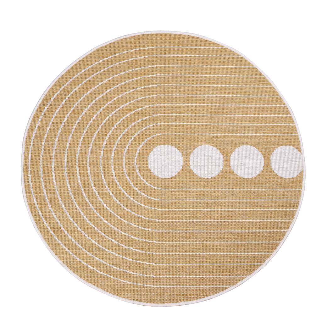 Carpet City Outdoorteppich »DUO RUG 5739«, rund, 5 mm Höhe, Wendeteppich Wetterfest In- & Outdoor, Balkon, Terrasse, Wohnzimmer