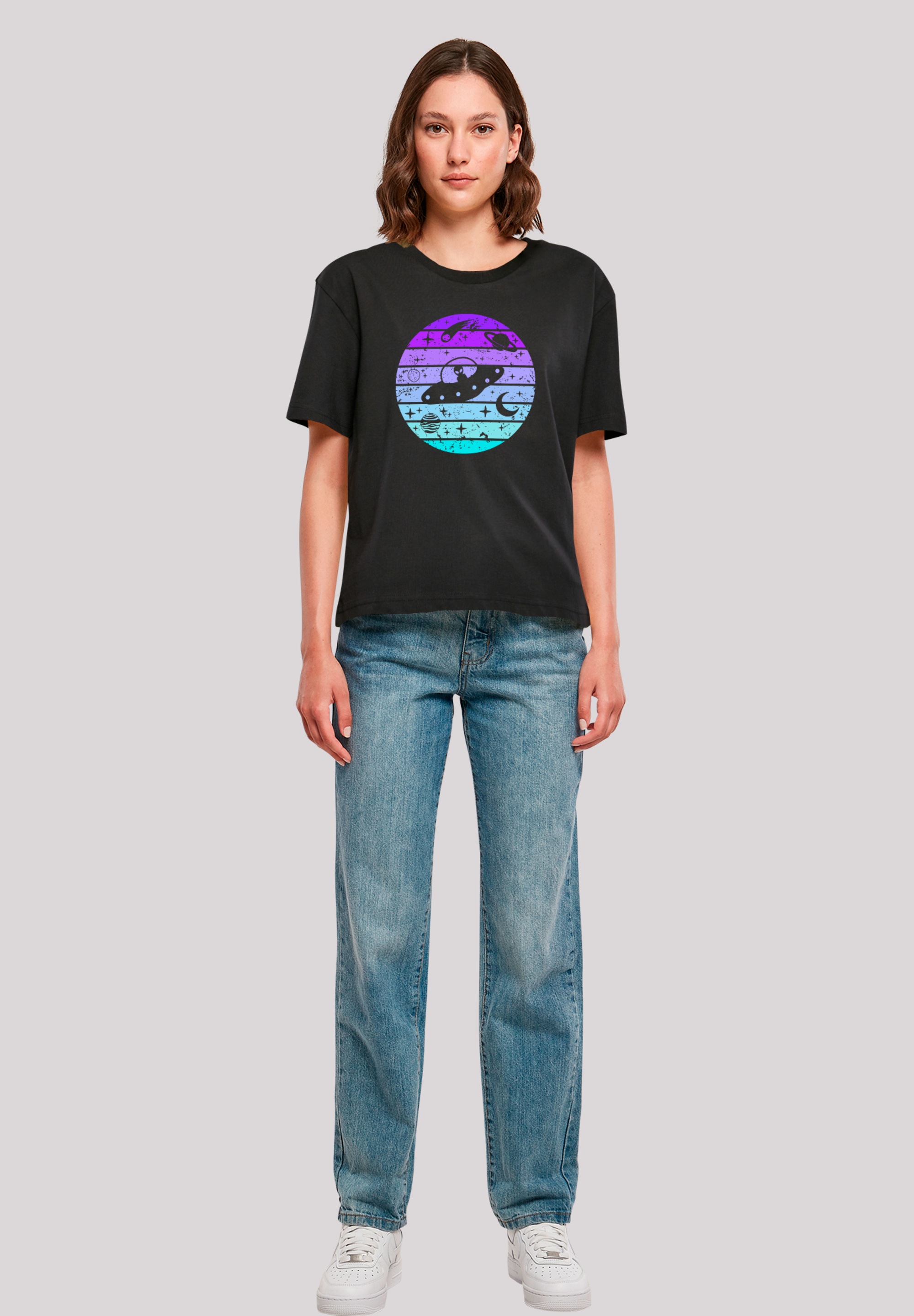 F4NT4STIC T-Shirt »Retro Alien Weltraum Sonnenuntergang«, Premium Qualität