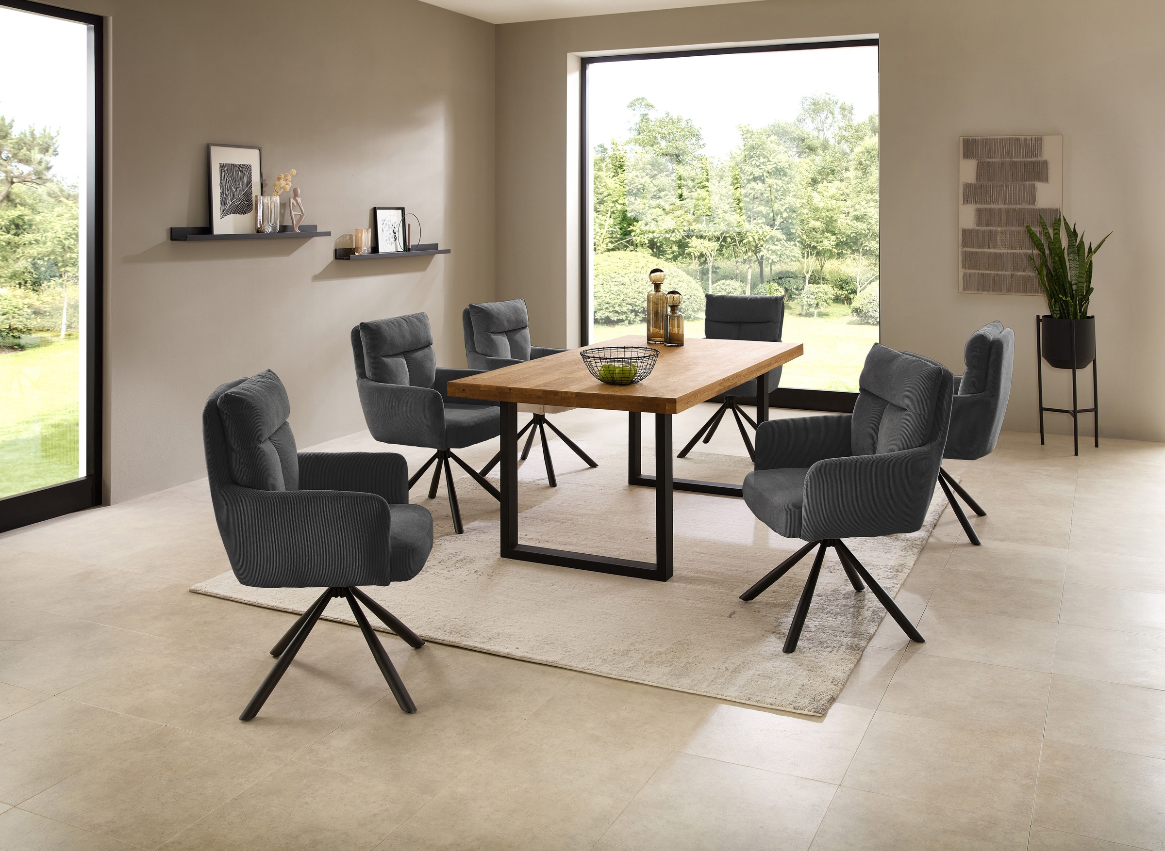 Stolkom Esstisch »Chris Esszimmertisch Eiche Massivholz, BxHxT 110x47x70 cm«, Gerade Kante, Industrial Style Eiche Massivholz